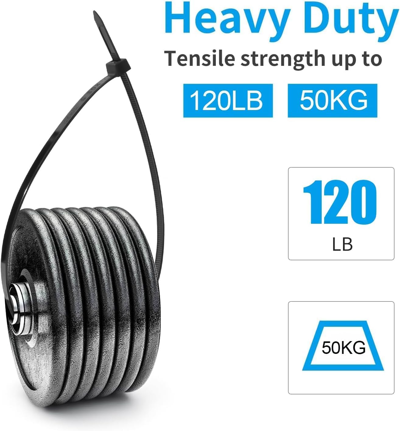 XINGO 12 Inch Blue Zip Ties Heavy Duty 100 Pack, 120 LBS Tensile Strength, Premium Nylon Cable Wire Ties, Self-locking Plastic Ties for Indoor and Outdoor Use