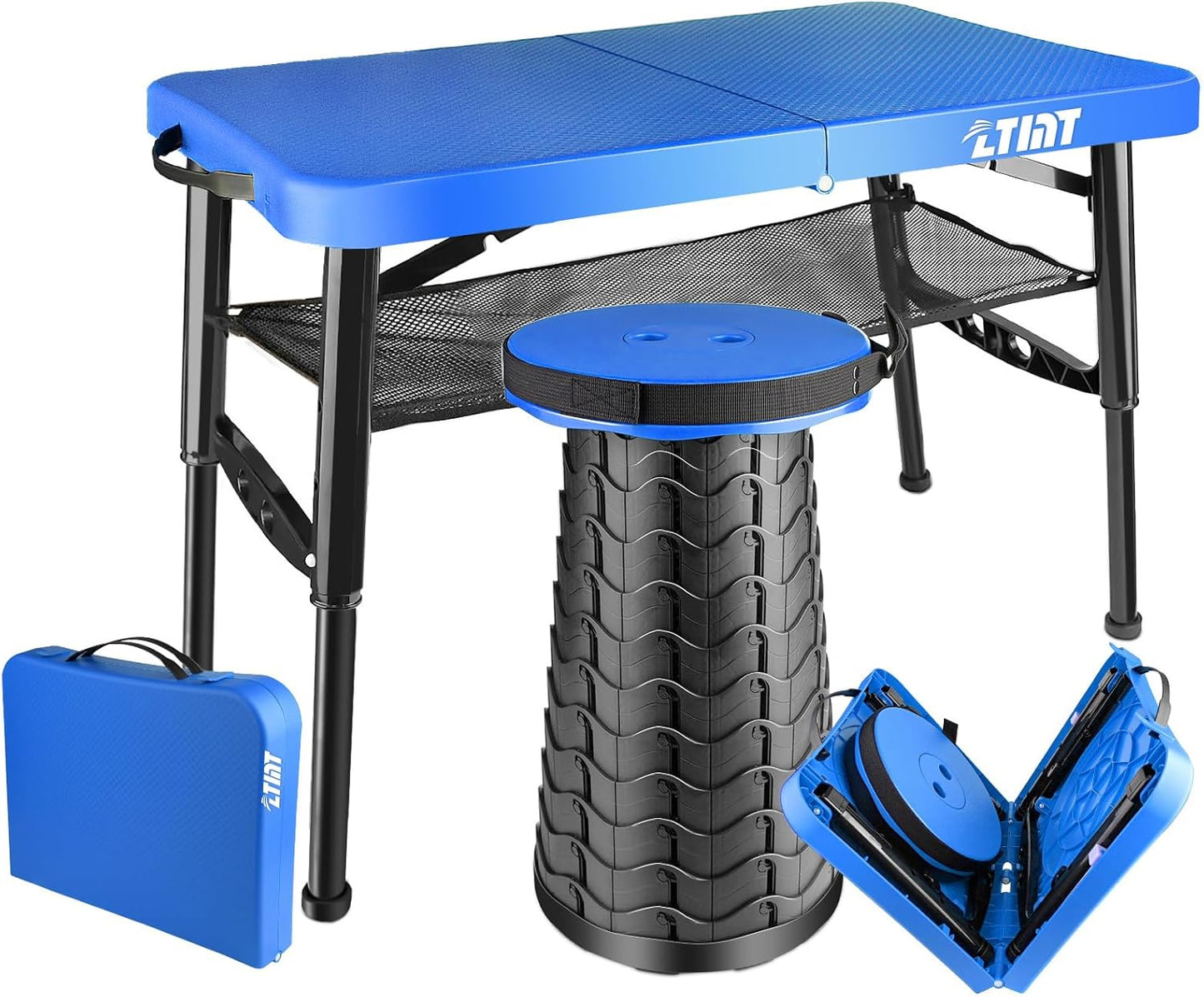Small Folding Table, Adjustable Height, Camping & Picnic Table, 4 Foot Lightweight