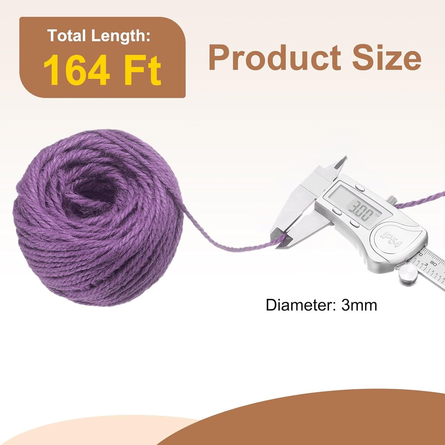 uxcell 164 Feet Natural Jute Twine String,3mm Thin Garden Twine Rope Colored Plant String Cord for DIY Art Crafts Gift Wrapping Decoration Packing Gardening Plant Hanger,Light Purple