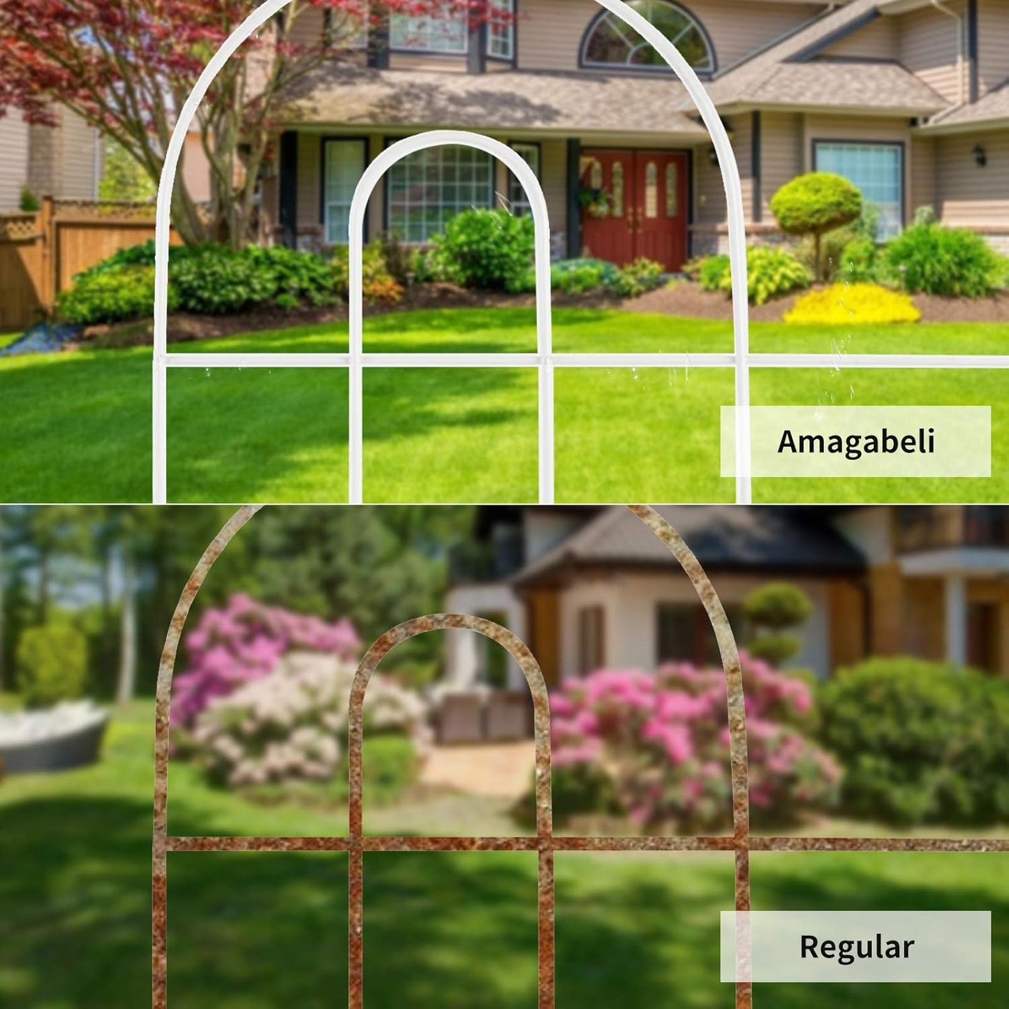 AMAGABELI GARDEN & HOME 14 Panels 32in(H)×20ft(L) Decorative Garden Fences and Borders for Dogs No Dig Rustproof Metal Fence Panel Garden Edging Border Animal Barrier Fencing for Flower Bed Yard White