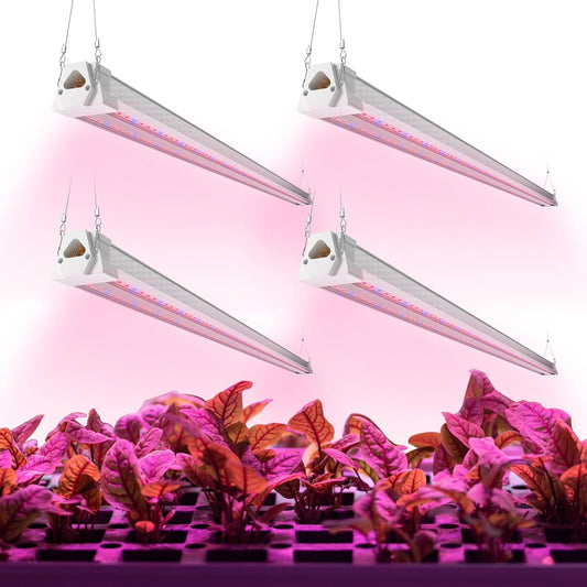 FREELICHT 4 Pack 4FT LED Grow Light, 40W (250W Equivalent), Red Blue (660nm+460nm) Full Spectrum Grow Light for Indoor Plants, Linkable Plug in Plant Growing Lamps for Hydroponic Seeding Veg Flower