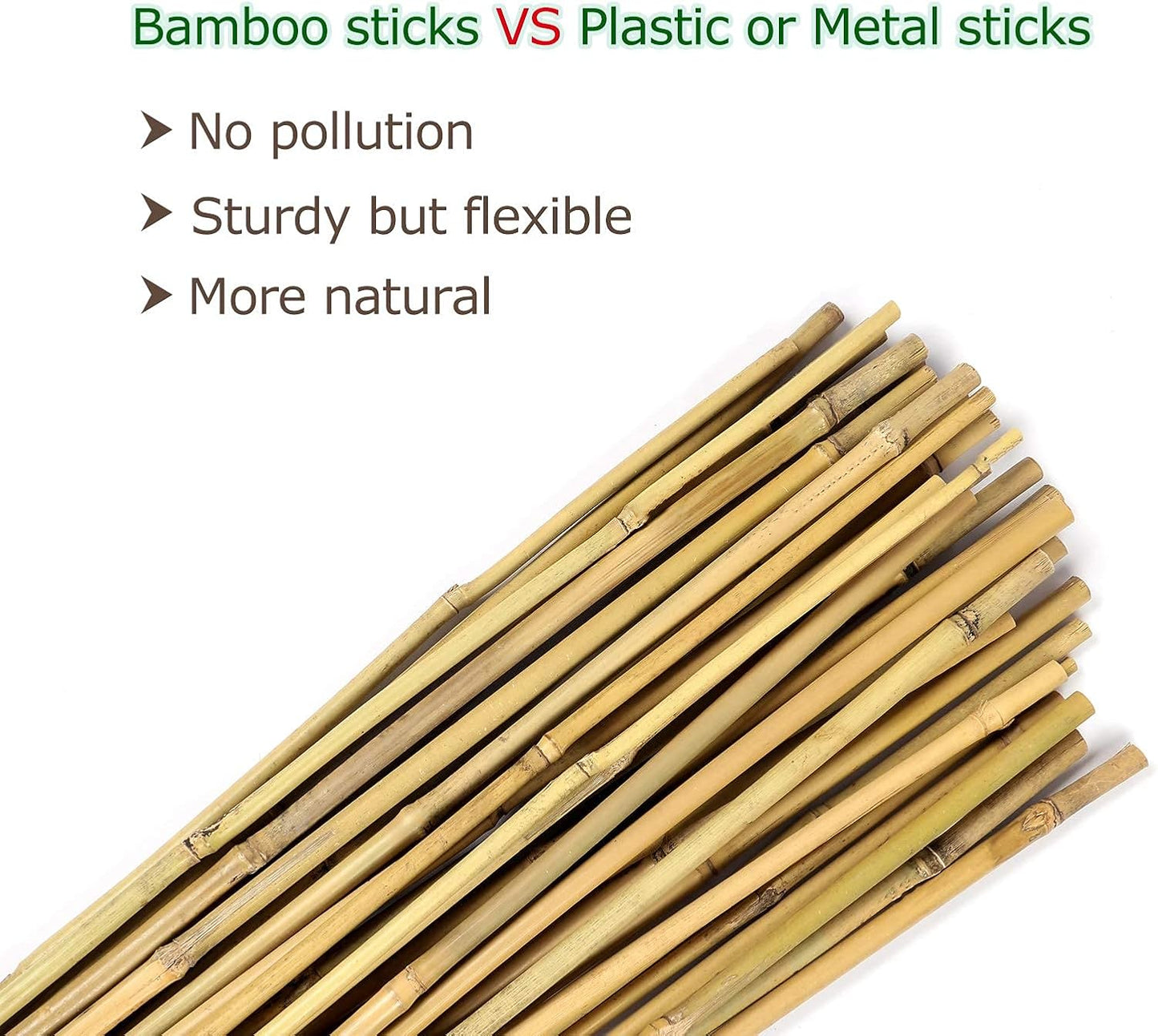 Bamboo Garden Stakes 3 Feet Plant Stakes for Roma Tomatoes Sunflowers Beans Potted and Climbing Plants - Pack of 25 Bamboo Sticks