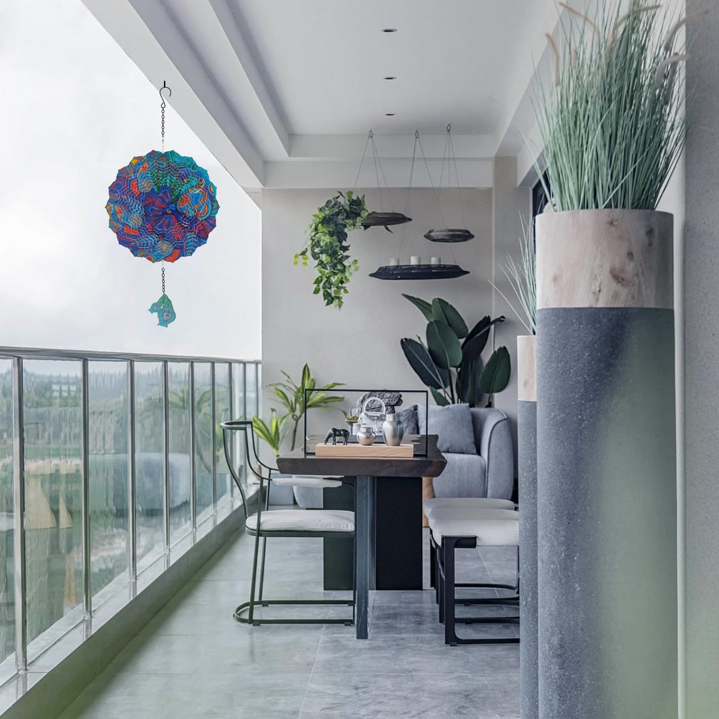 Peacock Hanging Wind Spinner Outdoor - Peacock Gifts for Mom Women Grandma, Metal 12-Inch 3D Laser Cut Metal Kinetic Wind Spinners Clearance Waterproof for Yard Patio Garden Art/Indoor Decor