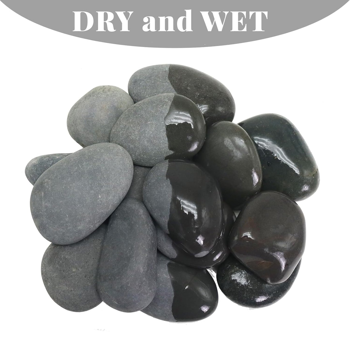 20LB Black Stones Pebbles River Rocks, Natural Beach Pebbles, 3-5" Garden Decorative Stones-3-5 Large Plant Rocks,Ideal for Aquarium, Home Decor