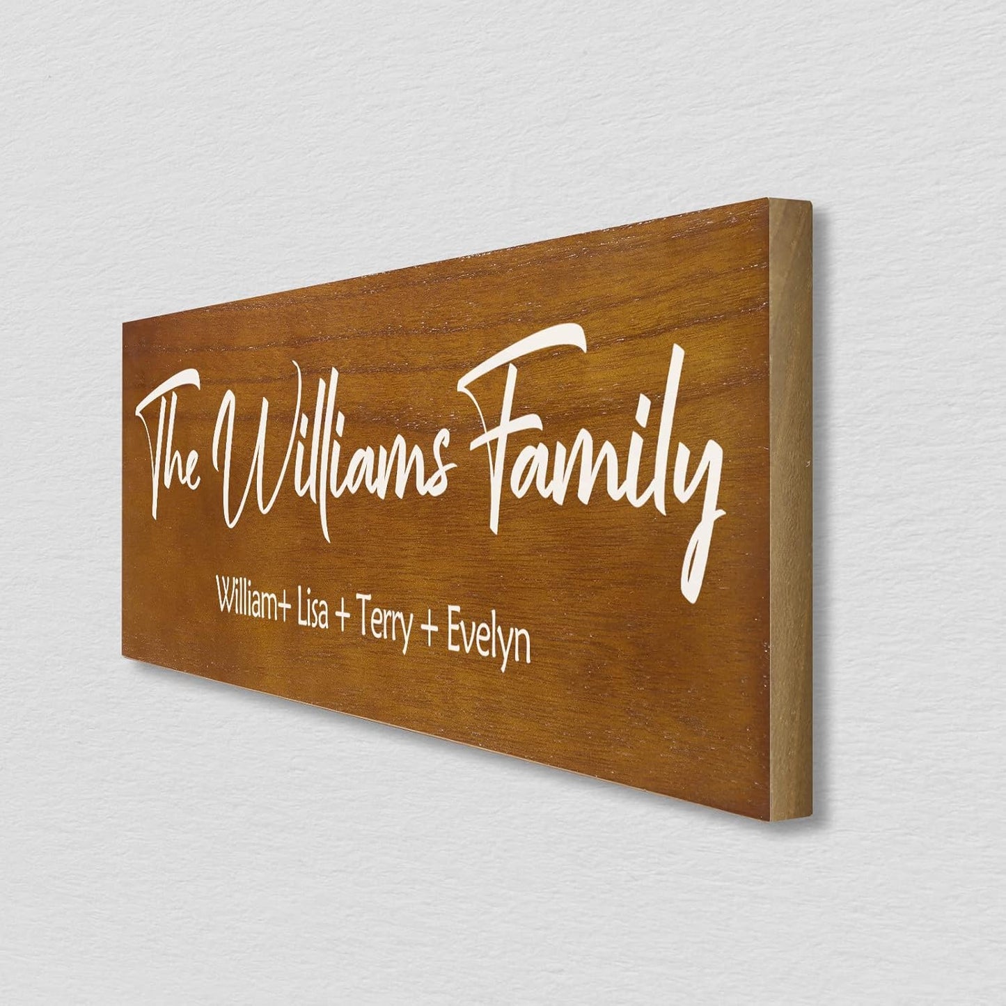 Bemaystar Personalized Family Name Wooden Sign, Family Established Sign, Home Gifts for housewarming, Wedding Gift, Mother's Day Gift, Rustic Farmhouse Decor Sign 16" x 6"