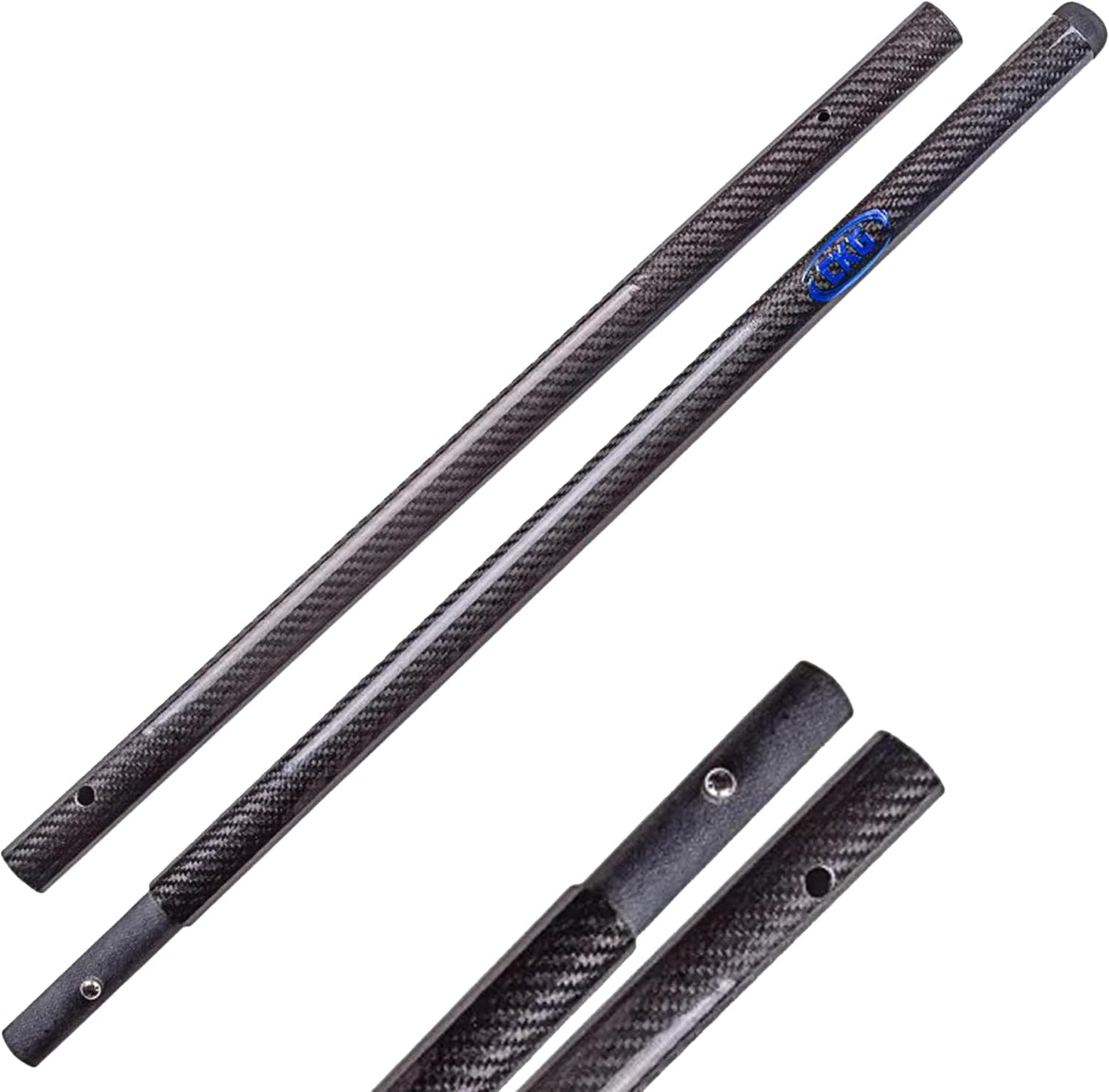 CKG Metal Detector Shovel Travel Carbon Handle Total Length 45.5' Diam 1.1 for Scoop Shovel, Universal Lightweight Pole for Beach Metal Detecting Digging Tools – Black/Travel Size