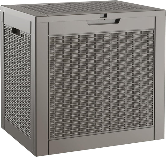 NUNU LAB Outdoor Storage Box, 33 Gallon Resin Deck Box Indoor and Outdoor Use, Waterproof Lockable Patio Storage Bin for Gardening Tools,Package Deliveries,Patio Cushions,UV Resistant,Grey