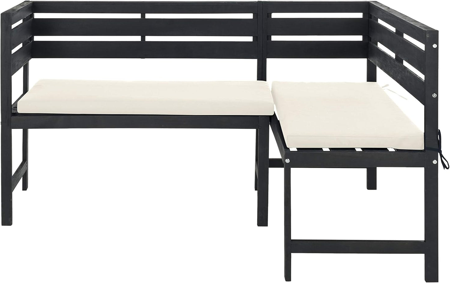 SAFAVIEH PAT6754A Collection Wilton Teak and Navy Balcony Corner Lounge Outdoor Set