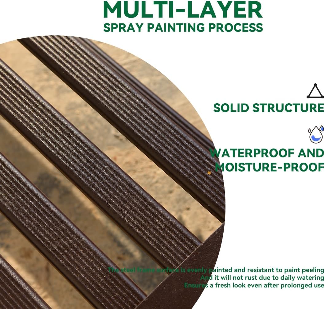 Metal Plant Stand, Rust-proof Aluminum Display Rack, Plants Display Stands Decoration Racks for Living Room Garden Balcony Patio (Ebony, 42.5Inch Low Leg)