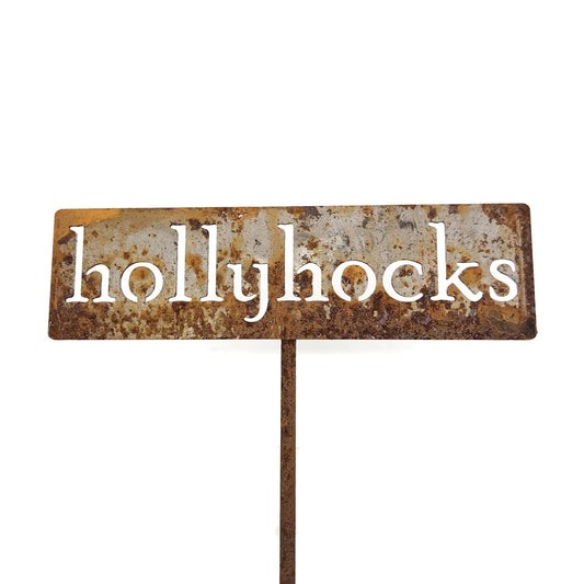 Classic Metal Garden Markers 19 Inches Tall (hollyhocks, Naturally Rusted)