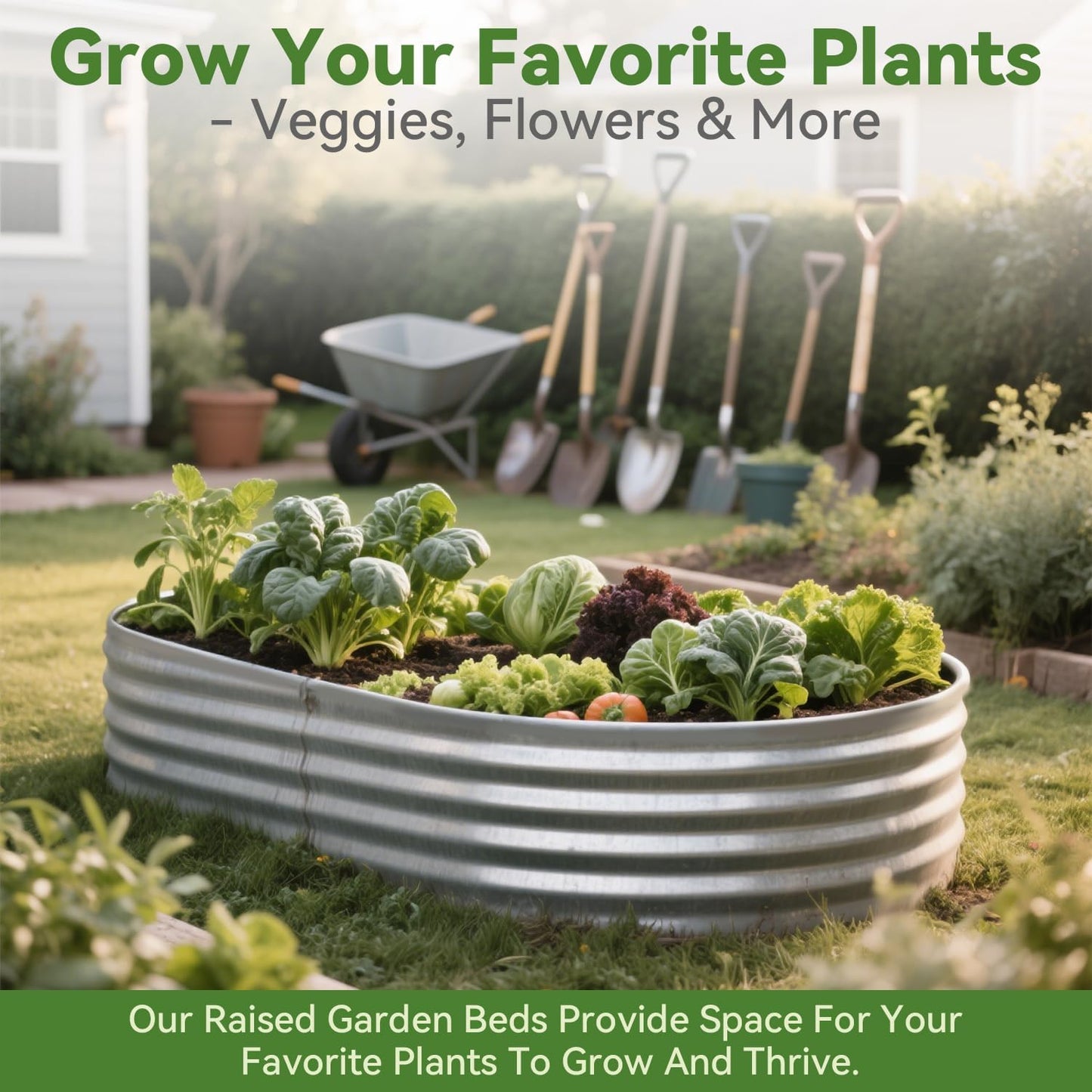 Galvanized Raised Garden Bed 4x2x1ft，Outdoor Large Metal Planter Box for Vegetables, Flowers, and Herbs – Heavy Duty Steel Raised Bed for Backyard Gardening – Rust-Resistant Flower Bed