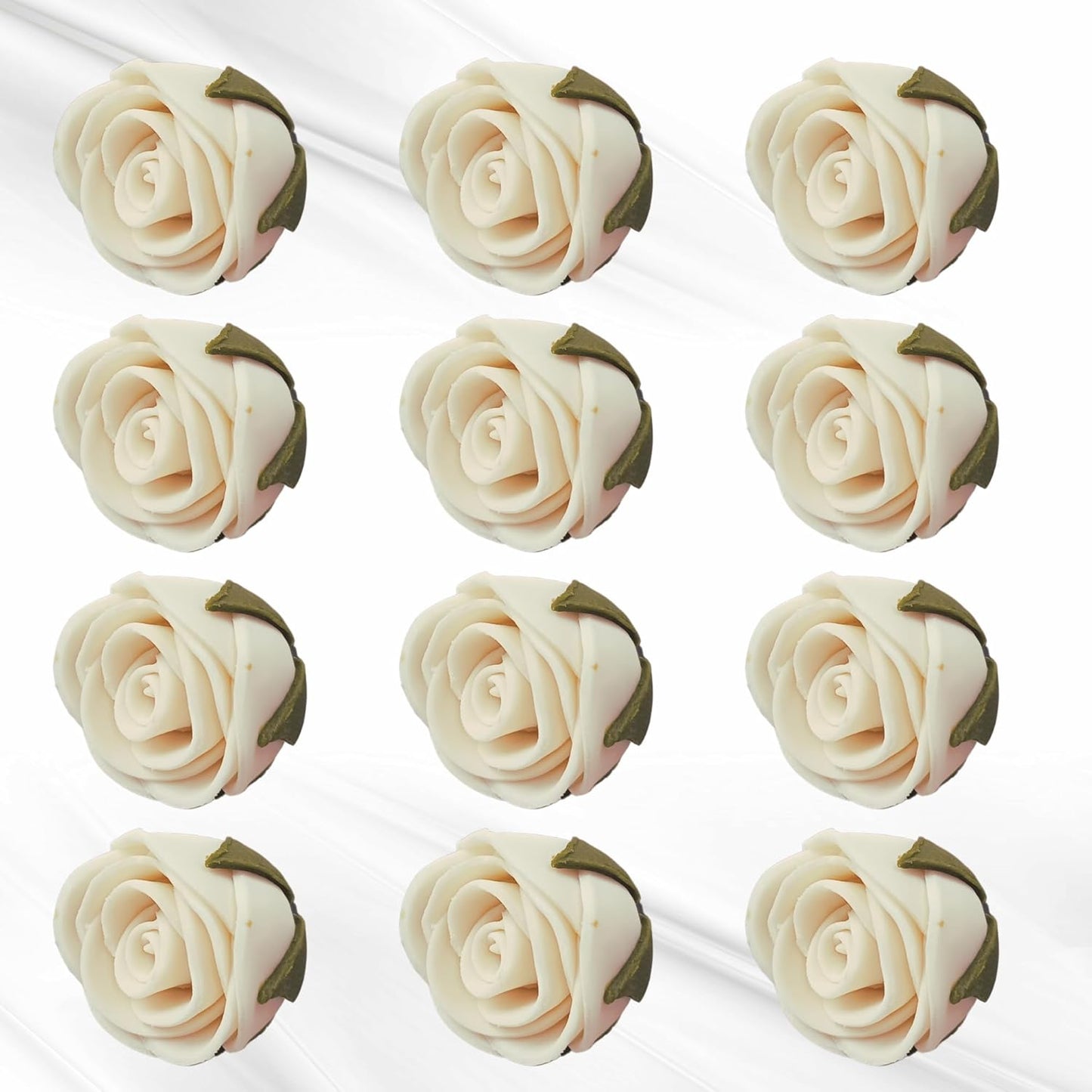 Confect Edible Flower | Edible Flower for cake & Cupcake decorations | Doughnut Edible Toppers | White venetian Flower - Vegan, Gluten-Free, Soy-Free, Dairy-Free, Palm Oil-Free -Pack of 12