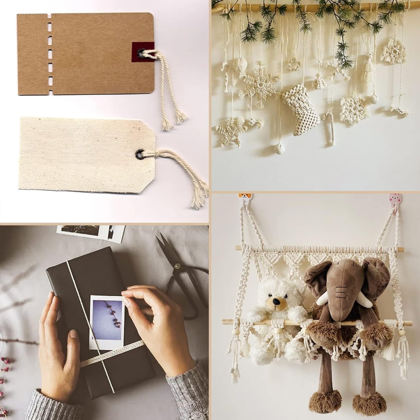 Anvin 984 Feet Cotton Twine Natural Jute Twine Packing Twines Bakers Twine Beige Twine Wrapping Butchers Baking Arts and Crafts Gardening(Pack of 3, 10 Ply 2mm Thick)