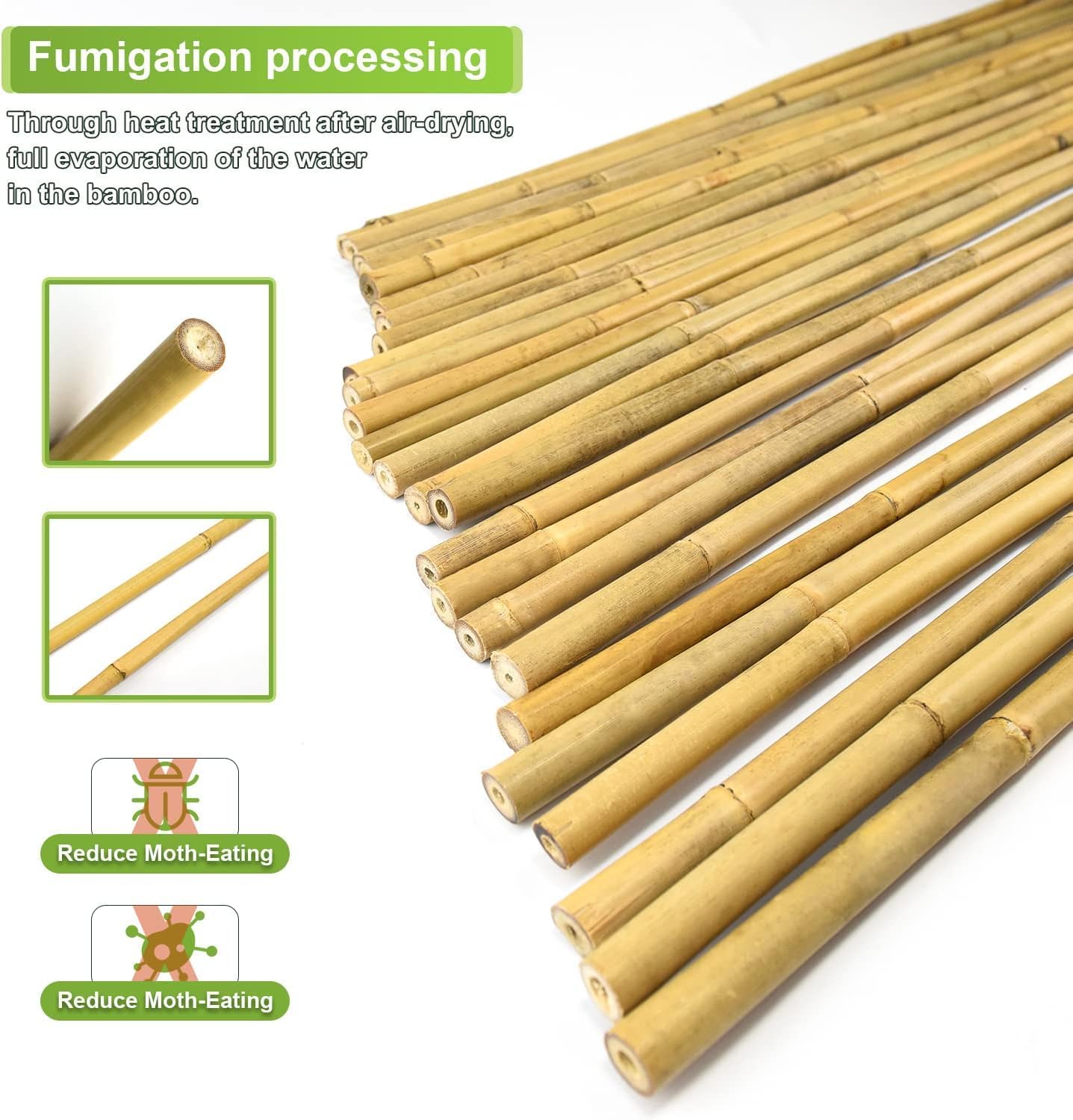 25pcs 7/20" D Thicker Heavy Duty Bamboo Stakes, 3FT Plant Stakes, Natural Garden Stakes for Tomato, Bean, Flowers,Trees Potted and Climbing Plant Support