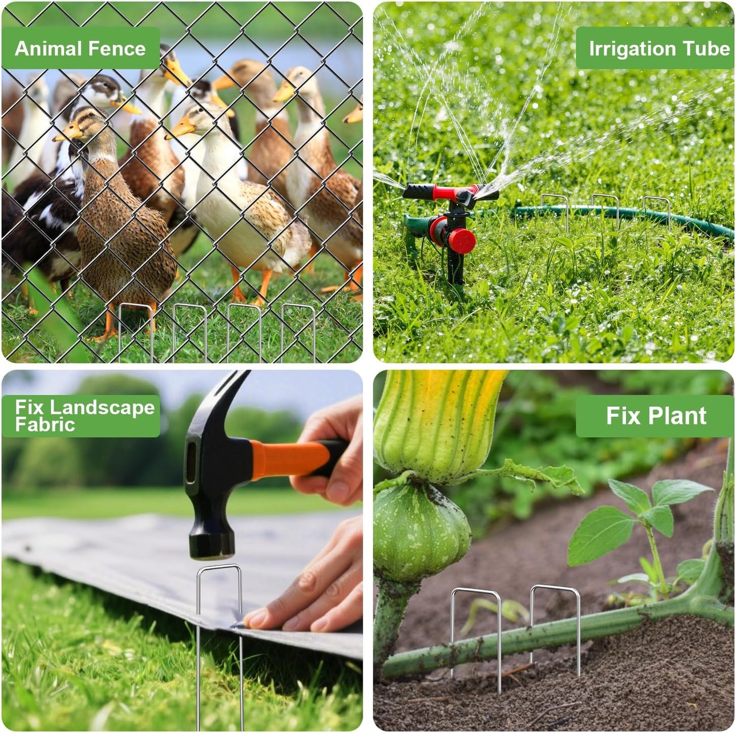 FOTMISHU Landscape Staples 6 Inch 130Pcs Garden Stakes, Galvanized Lawn Pins Spray Coating Yard Ground Spikes, U-Type Staples for Weed Barrier Anchoring Outdoor Tents Hoses