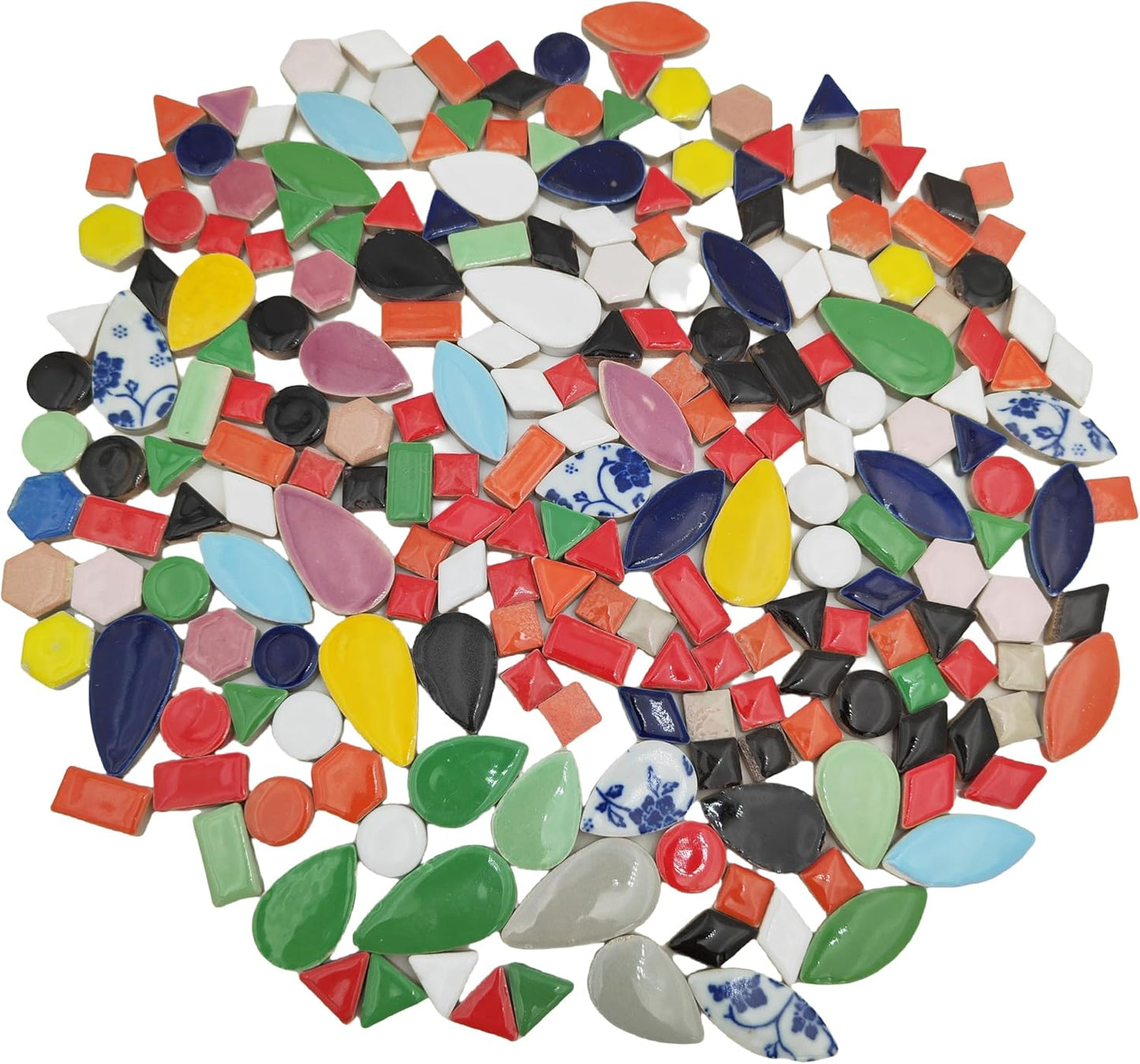 500g/1.1lb Random Color Irregular Ceramics Mosaic Tiles,DIY Making Creative Ceramic Mosaic Tiles for DIY Craft Plates Flowerpots Vases Cups Mosaic Making Supplies (9 Shape Mix Color)