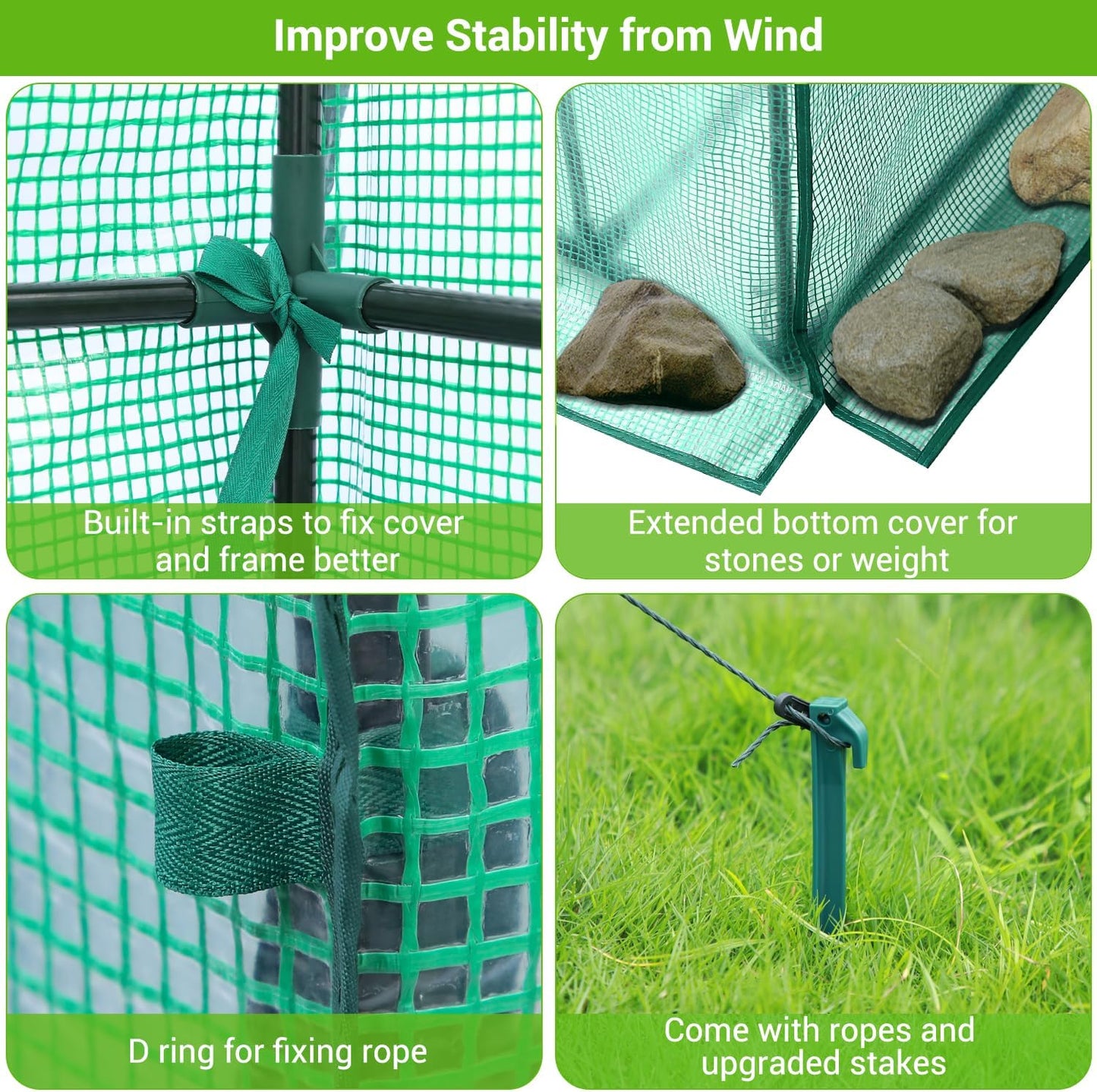 Ohuhu Greenhouse for Outdoors with Mesh Side Windows, 3 Tiers 4 Shelves Small Walk-In Green House Plant Stands Plastic PE Cover Outside Portable Warm House for Seedling Flowers Growing, 4.8x2.5x6.4 FT