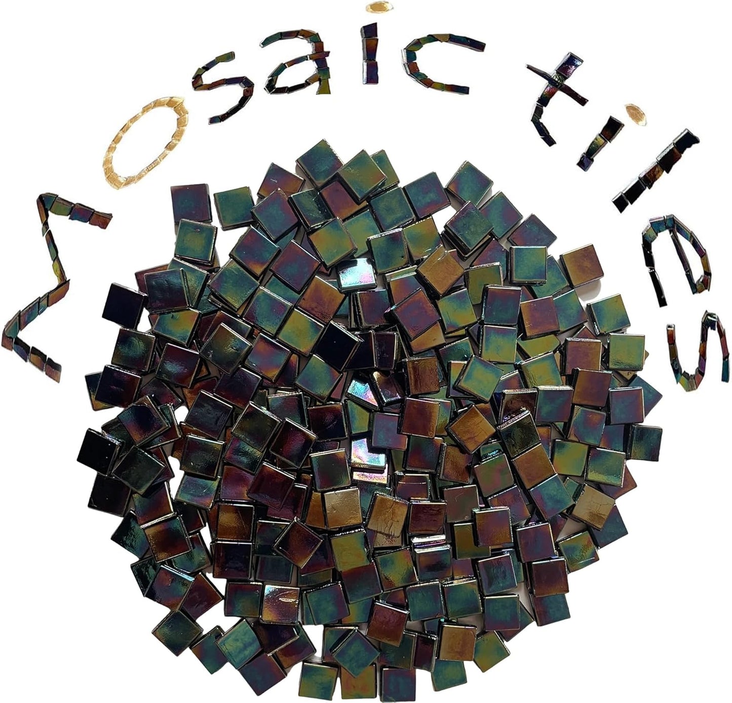 SMEIINIK 1.1lb Bulk Single Iridescent Color Mosaic Tiles for Crafts, Glass Mosaic Pieces for Mosaic Puzzles, Stained Glass Tiles for Mosaic DIY, Mosaic Making Supplies (WJ48-8)