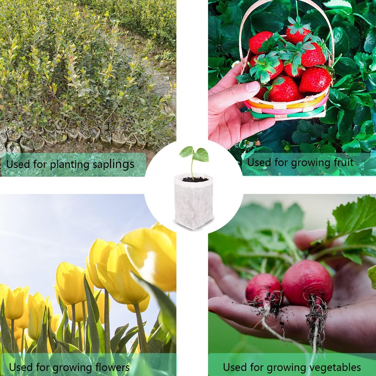 gardtree Plant Nursery Bags 5.5 * 6.3 inches 400PCS, Non-Woven Plant Grow Bags Fabric Seedling Starter for Vegetable Flower Fruit Saplings Tree, Home Garden Supply