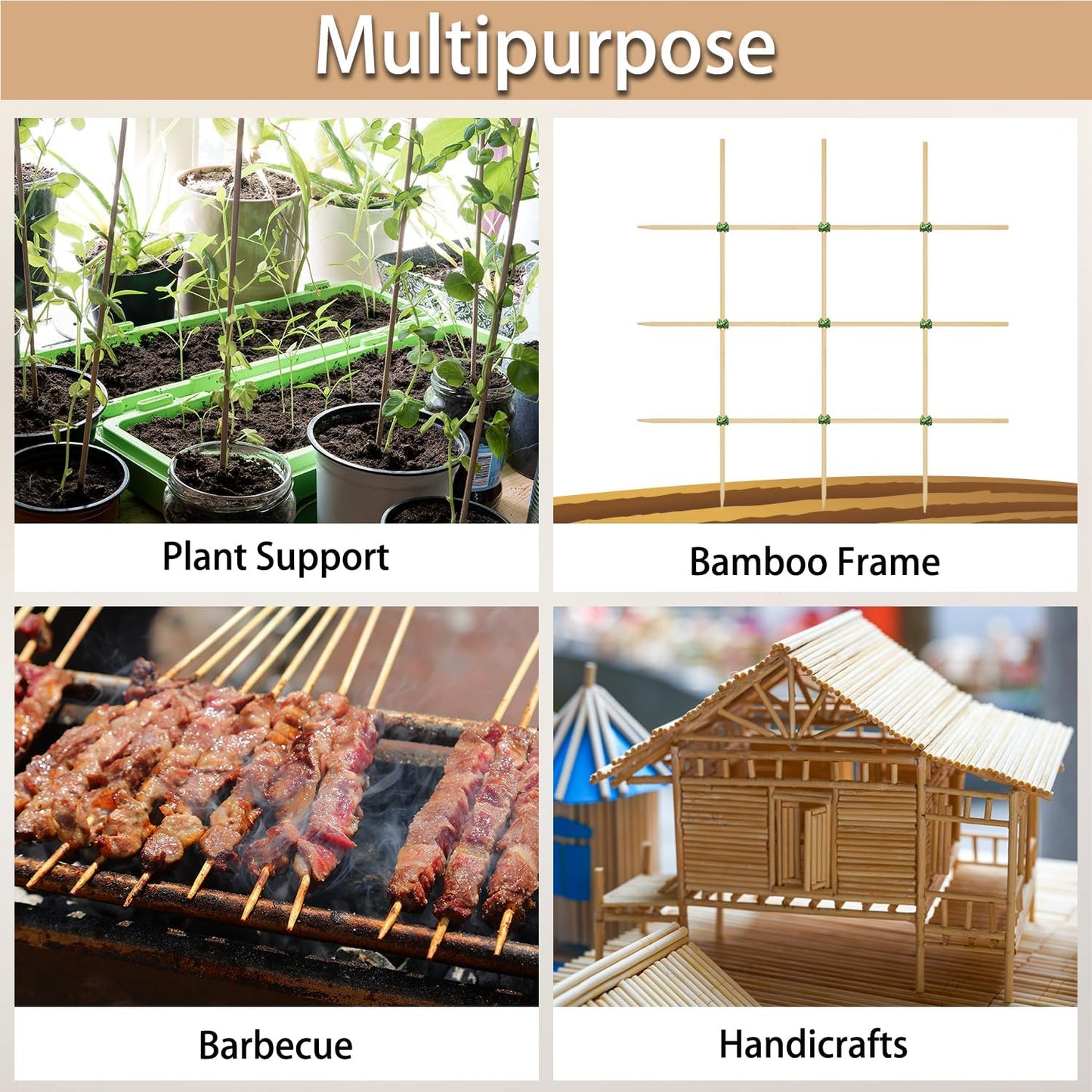 50PCS Bamboo Plant Stakes, 18Inch Natural Bamboo Sticks Garden Stake, HAINANSTRY Plant Support Stakes for Indoor and Outdoor Plants, Stakes for Gardening, Orchid Tomato Vegetable Stakes for Garden