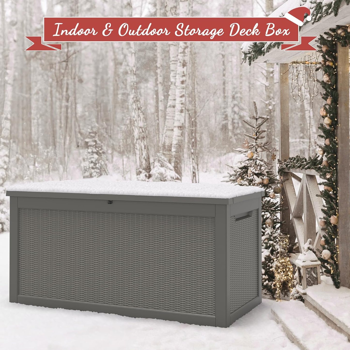 NUNU LAB 260 Gallon Outdoor Storage Box,Resin Large Sturdy Deck Box, Backyard Outside Storage Box Waterproof with Double Wall Panels,Package Delivery Garden Outdoor Hose Storage Bin