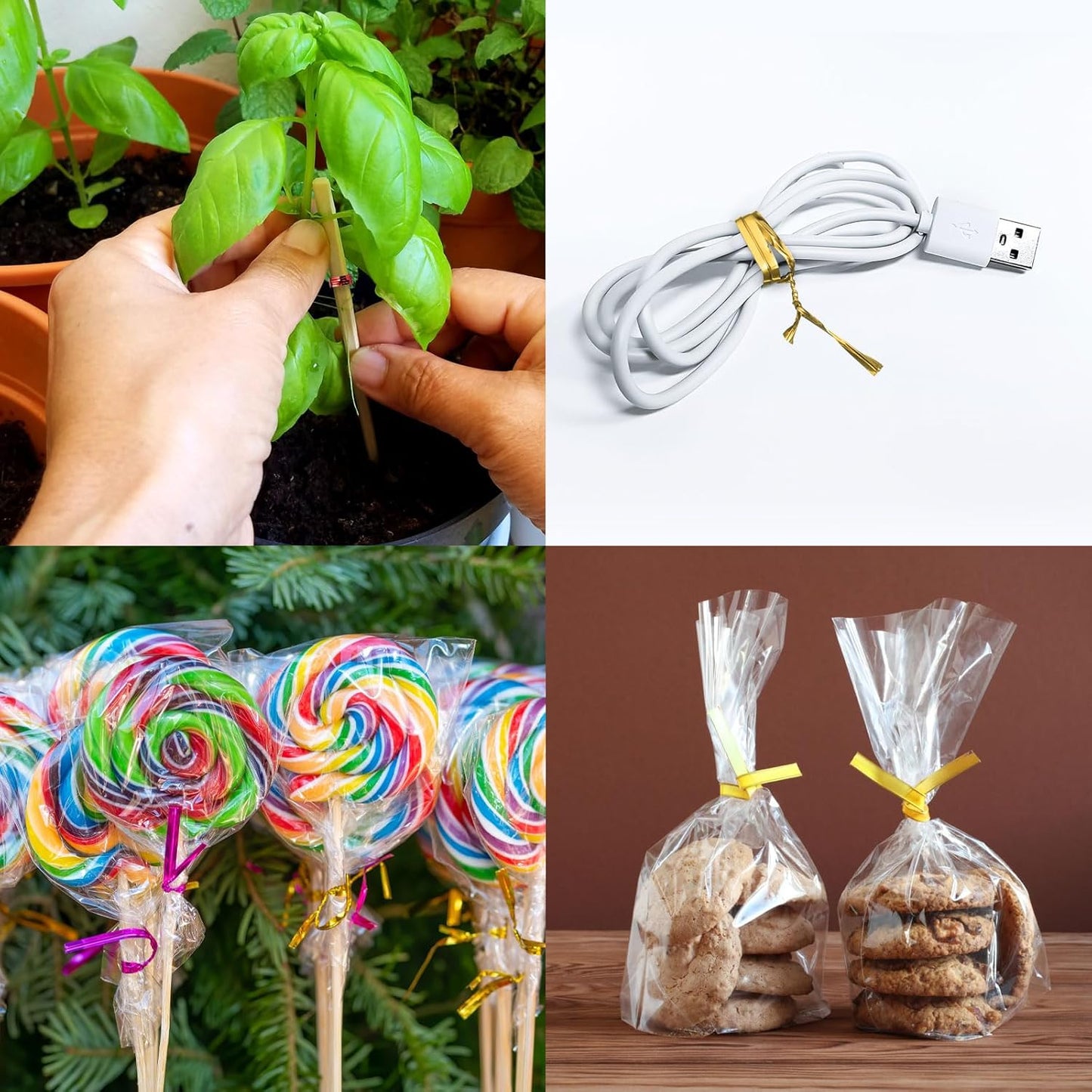 HARFINGTON 1000pcs Bag Twist Ties 6" Reusable Kraft Paper Twist Ties Wire Cable Ties for Party Bread Candy Cake, Wood Tone