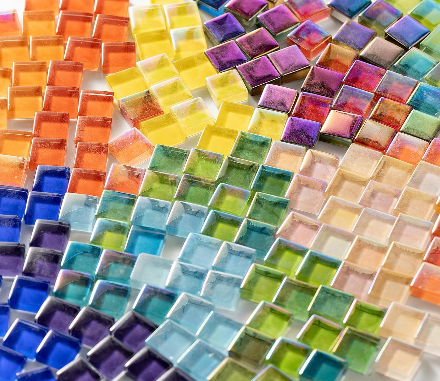 Lanyani Iridescent Crystal Mosaic Glass Bulk for Crafts, Bright Rainbow Small Glass Tiles Pieces for Mosaic DIY