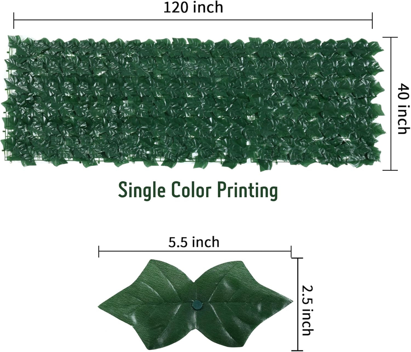 Jinwu Artificial Ivy Privacy Fence Screen, 39.4x118 inch Artificial Faux Ivy Hedge, Expandable Faux Privacy Fence with 80 pcs Zip Ties Decoration for Wall Screen, Outdoor Garden, Wedding Decor