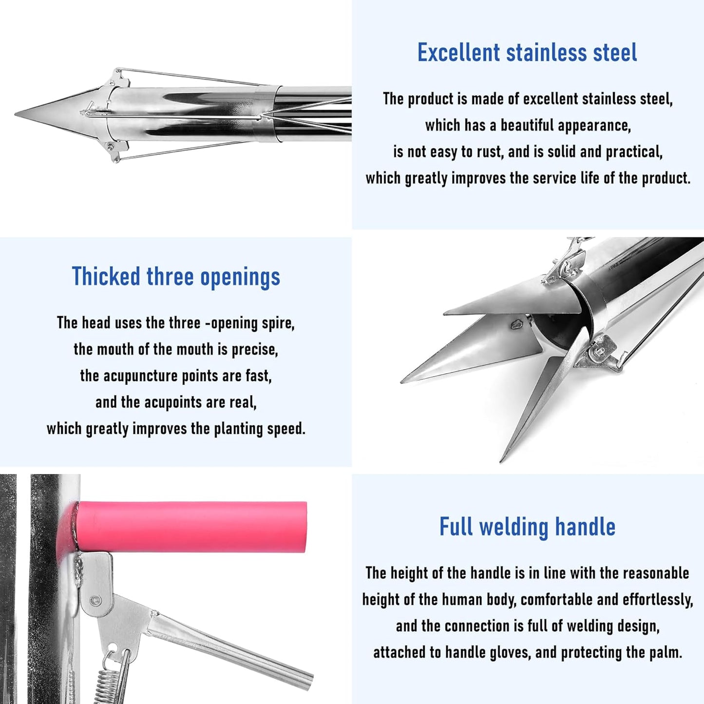 AIWFL Seedling Transplanter Long Double Handled Bulb Planter Tools Vegetable Young Plant Manual Plant Transplanter Stainless Steel Planting Garden Tools