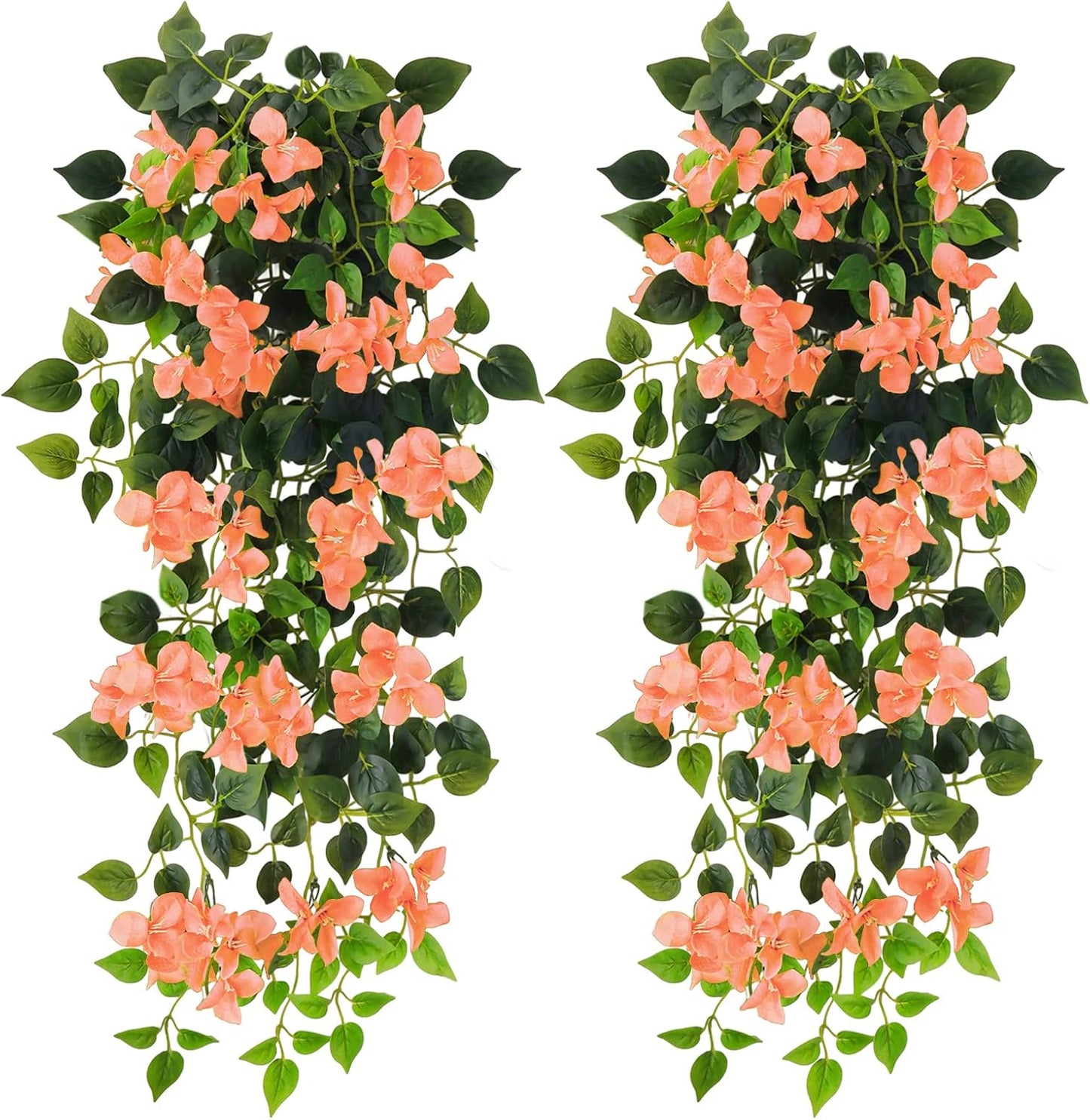 Artificial Hanging Flowers Bougainvillea, UV Resistant Fake Plastic Faux Flower Fabric Vine for Indoor Outdoor Garden Porch Eave Wedding Wall Décor Fall Decorations