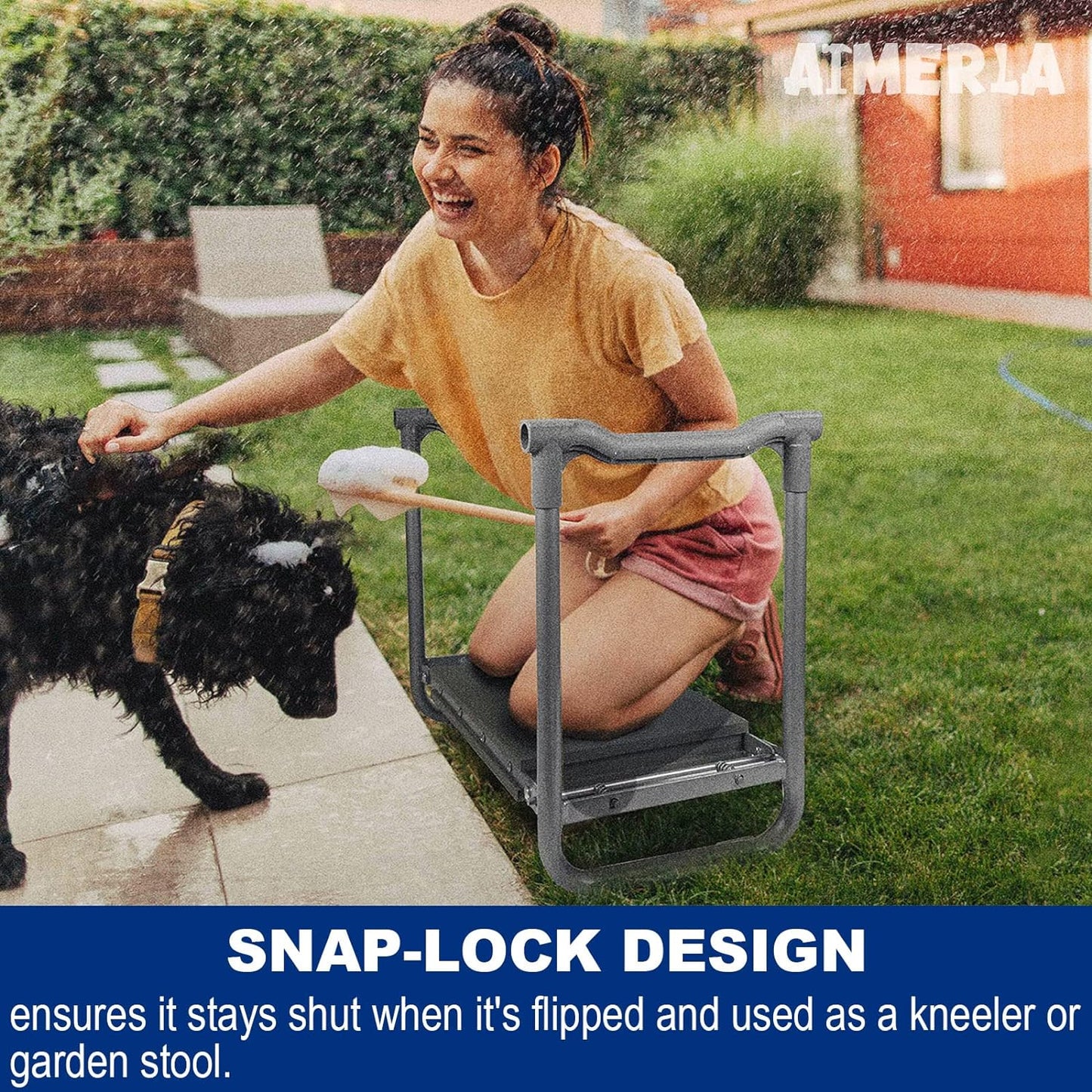 Foldable Garden Kneeler Seat Heavy Duty [Upgraded Widened Thick Kneeling Pad] Garden Stool with Large Garden Tool Bags with Pockets - Portable Garden Bench Gardening Gifts for Parents