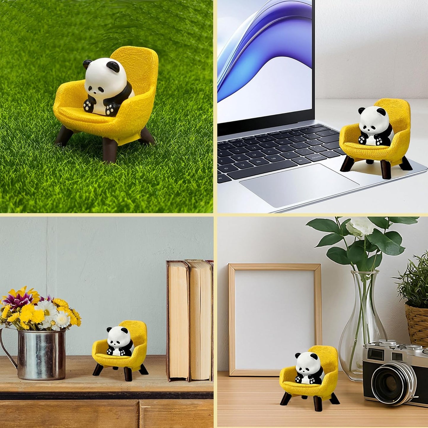 Miniature Frog Figurines, Cute Frog Desk Accessories for Desk Decor, Funny Gifts for Garden Decor, Mini Resin Animal Garden Statues (Panda)