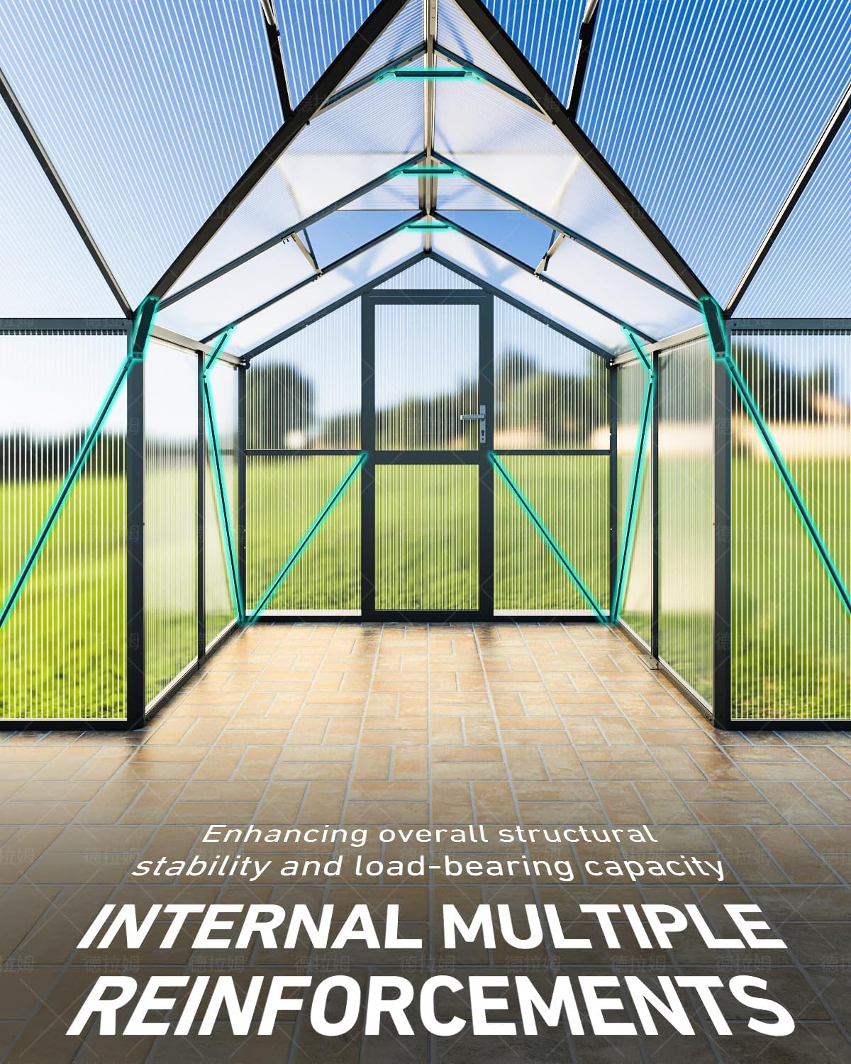 12×12FT Green Houses for Outside, Large Walk-in Greenhouses for Outdoors and Winter Garden Planting, Enhanced Aluminum Greenhouse Kit Withstands Strong Wind to Protect Vegetables or Plants