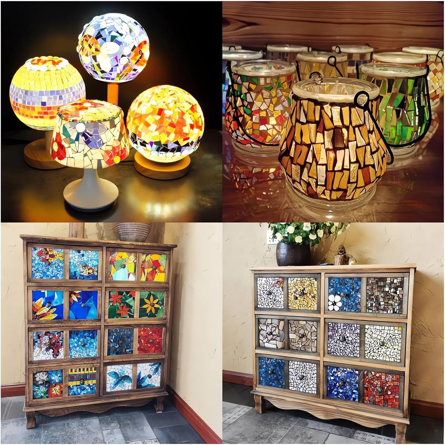 Black Mixed Irregular Mosaic Glass Mosaic Tiles Pieces, 300g Mosaic DIY Set Adult Mosaic Set, Mosaic Craft Supplies Mosaic Making Supplies