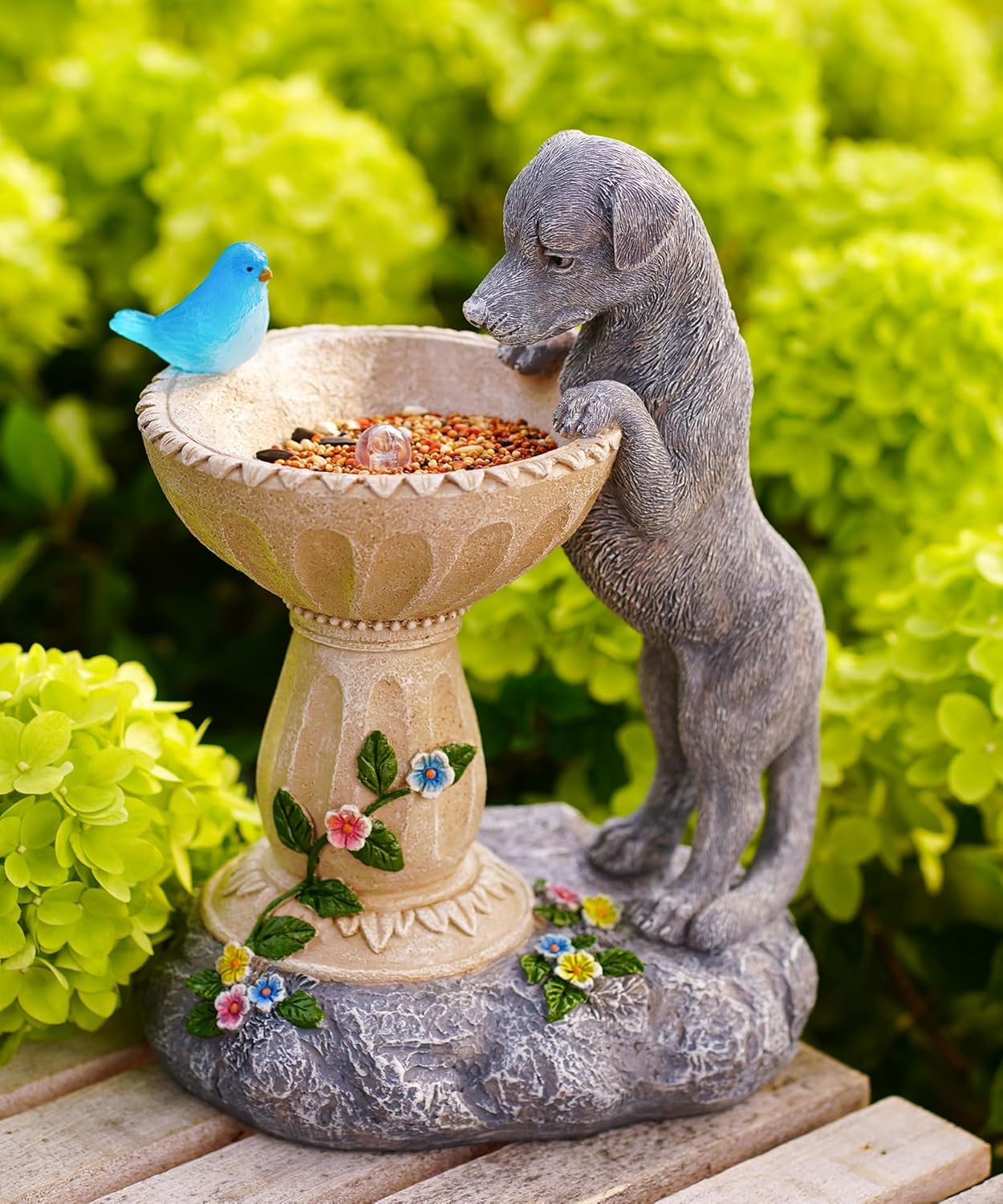 Dachshund Dog Statues for Bird Bath: Outdoor Sculptures for Garden Lawn Patio Yard Balcony Porch - Unique Gifts for Mother Grandma Women