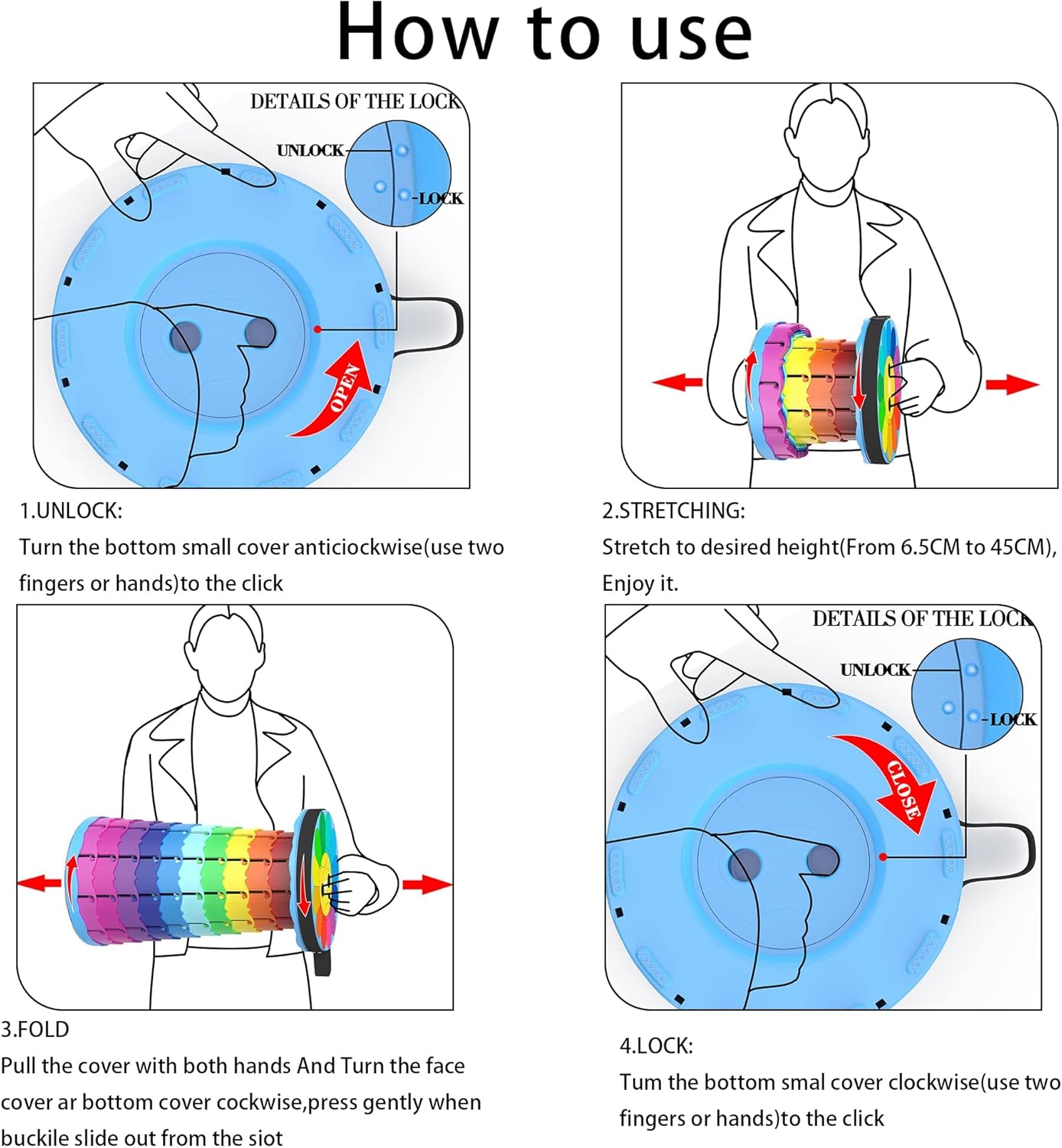 ALEVMOOM Upgraded Portable Collapsible Folding Stool with Cushion Retractable Telescoping Stool for Adults Sturdy Capacity 440lbs Camping Stool for Outdoor Hiking Garden BBQ with Bag