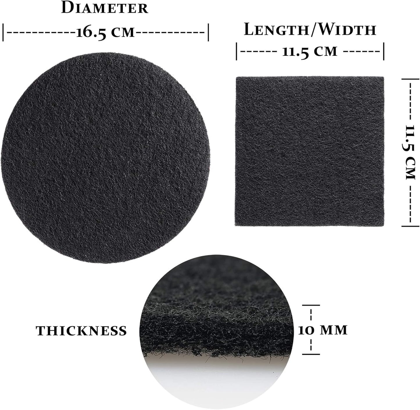 RED FACTOR 8 Pack Extra Thick Charcoal Filters for Kitchen Compost Bins - Activated Carbon Replacement Filters for Odor Free Buckets (4 Round, 4 Square)