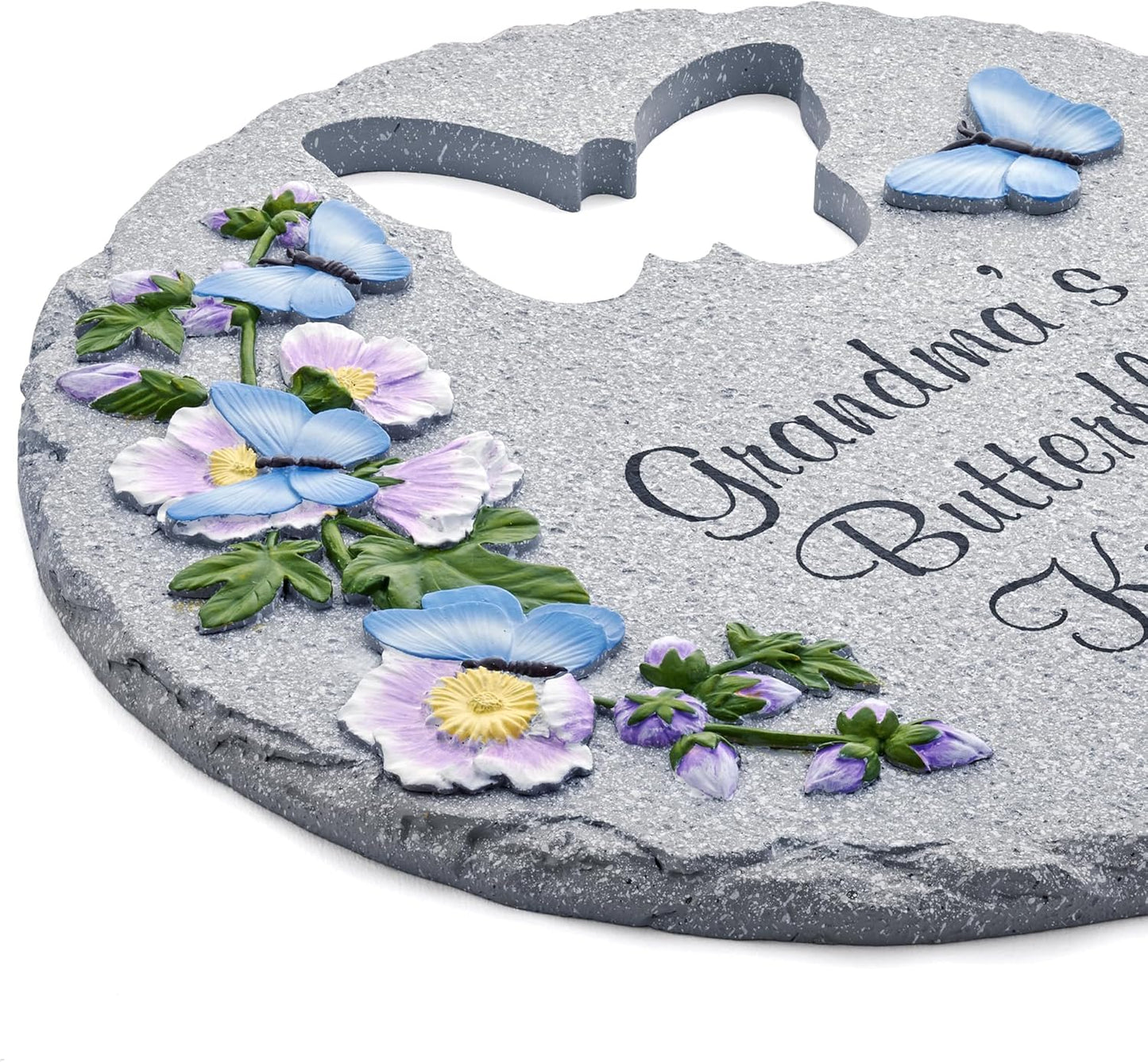 Let's Make Memories Personalized Garden Décor - Custom Garden Stone - Indoor/Outdoor - for Mom or Grandma - for Her - Engraved - Durable Resin - Butterfly Stone