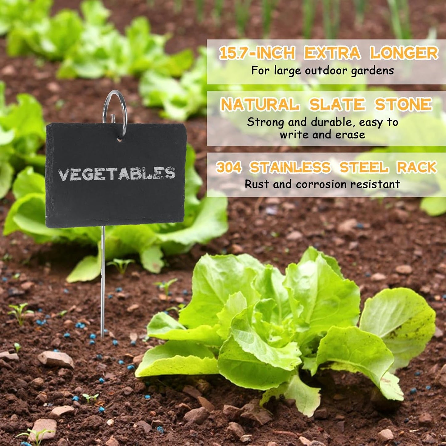 15PCS Slate Plant Markers with Stakes and Stone Chalks Garden Markers Signs Labels Hanging Slate Planter Tags for Flower Bed, Pots, Planters