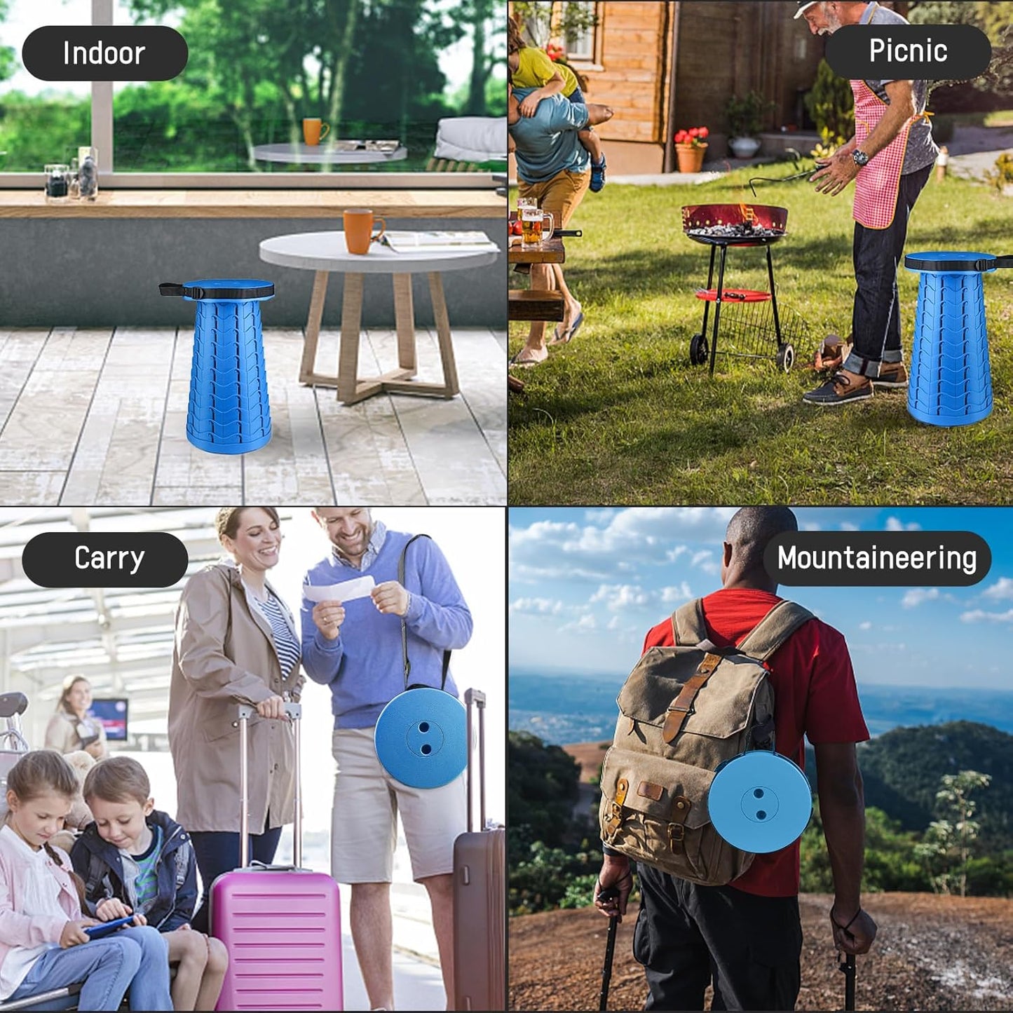 Portable & Lightweight Foldable Camping Chair for Adults, Heavy Duty Folding Stool with Adjustable Shoulder Strap, Perfect for Picnic, Beach, Backyard, and Sporting Events, Max Weight 400lbs