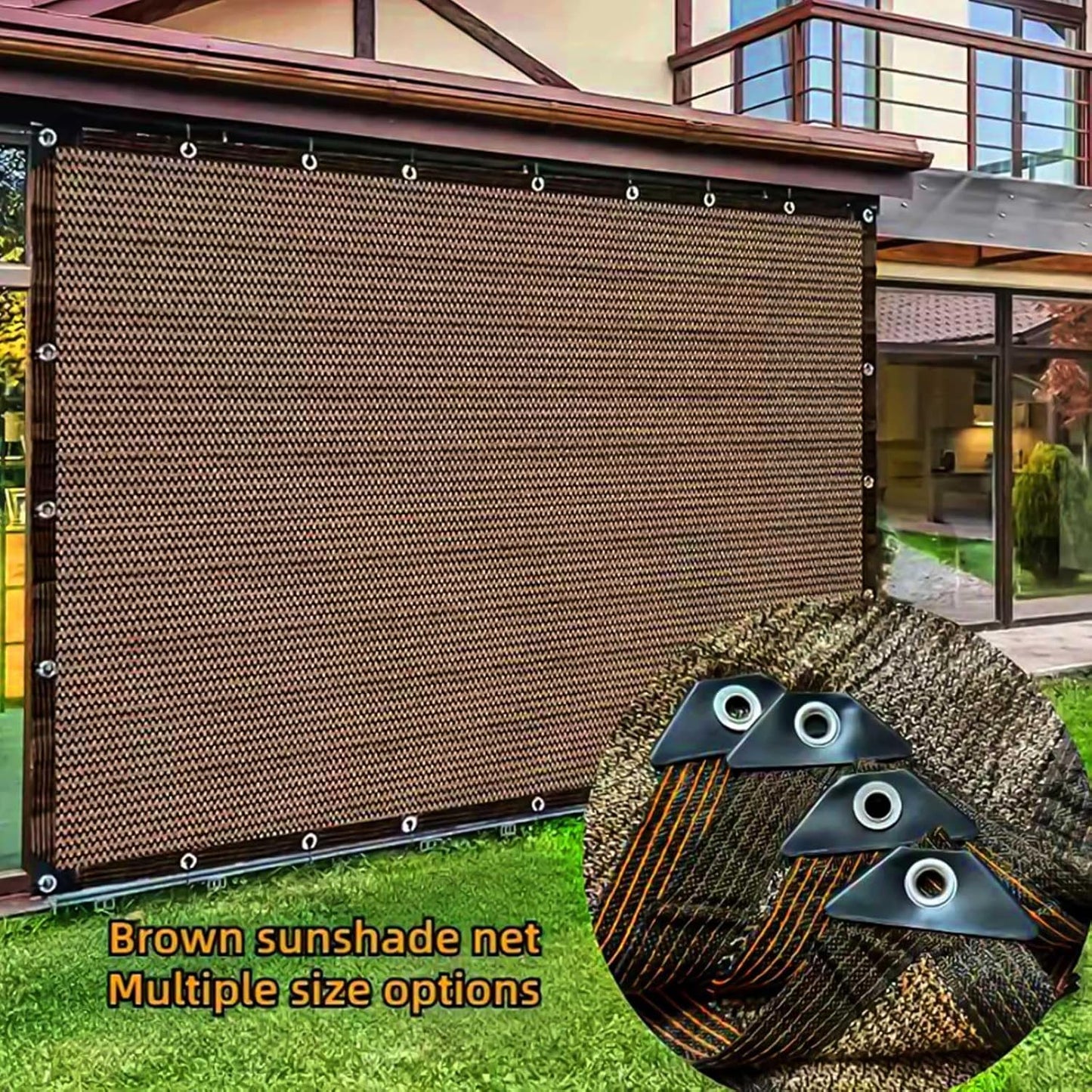 Coffee Shade Cloth 80%, Mesh Tarp - Garden Shade for Greenhouse, Patio, Vegetables, Plants Cover and Chicken Coops, Sun Shade Net for Outdoor Protection with Reinforced Grommets
