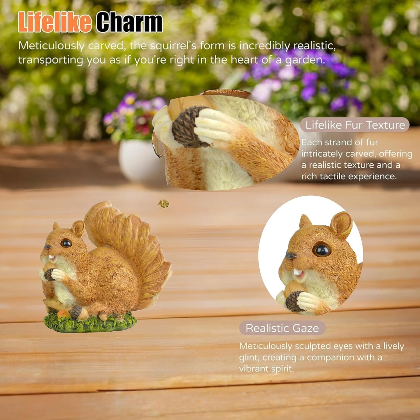 5" Squirrel with Pinecone Statue – Polyresin Figurine for Home & Garden – Whimsical Indoor/Outdoor Decoration on Grass Base