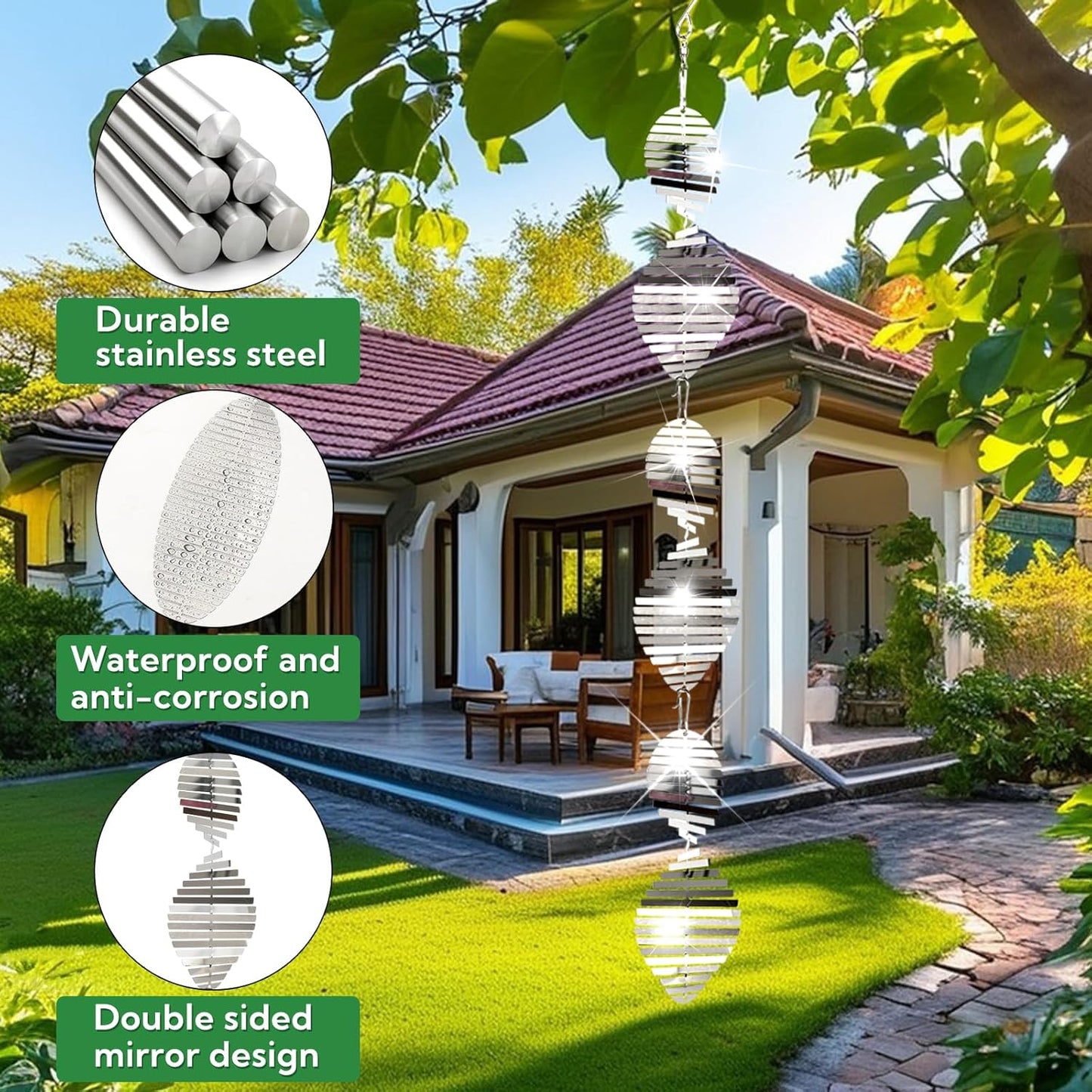 16Pack Metal Bird Reflector, Shining Windmill for Outdoor Garden Decoration, Preventing Fear Birds from Approaching Fruit Trees Outside The Courtyard Porch