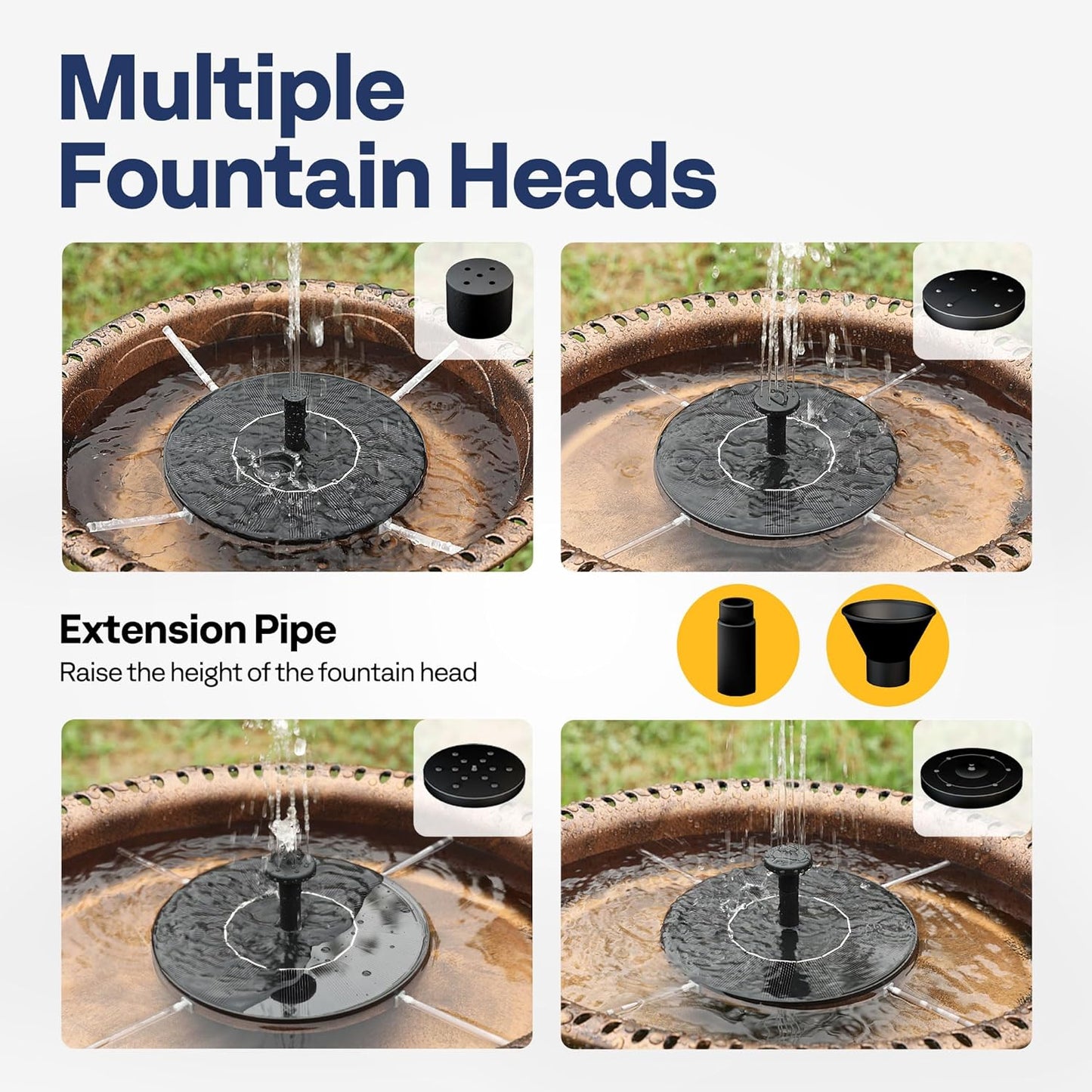 VIVOHOME Polyresin Bird Bath Bowl with Solar Fountain, 29 Inch Height Outdoor Freestanding Birdfeeder with Metal Stake, Capacity 1.4 Gallons, 5-Pronged Base, Copper