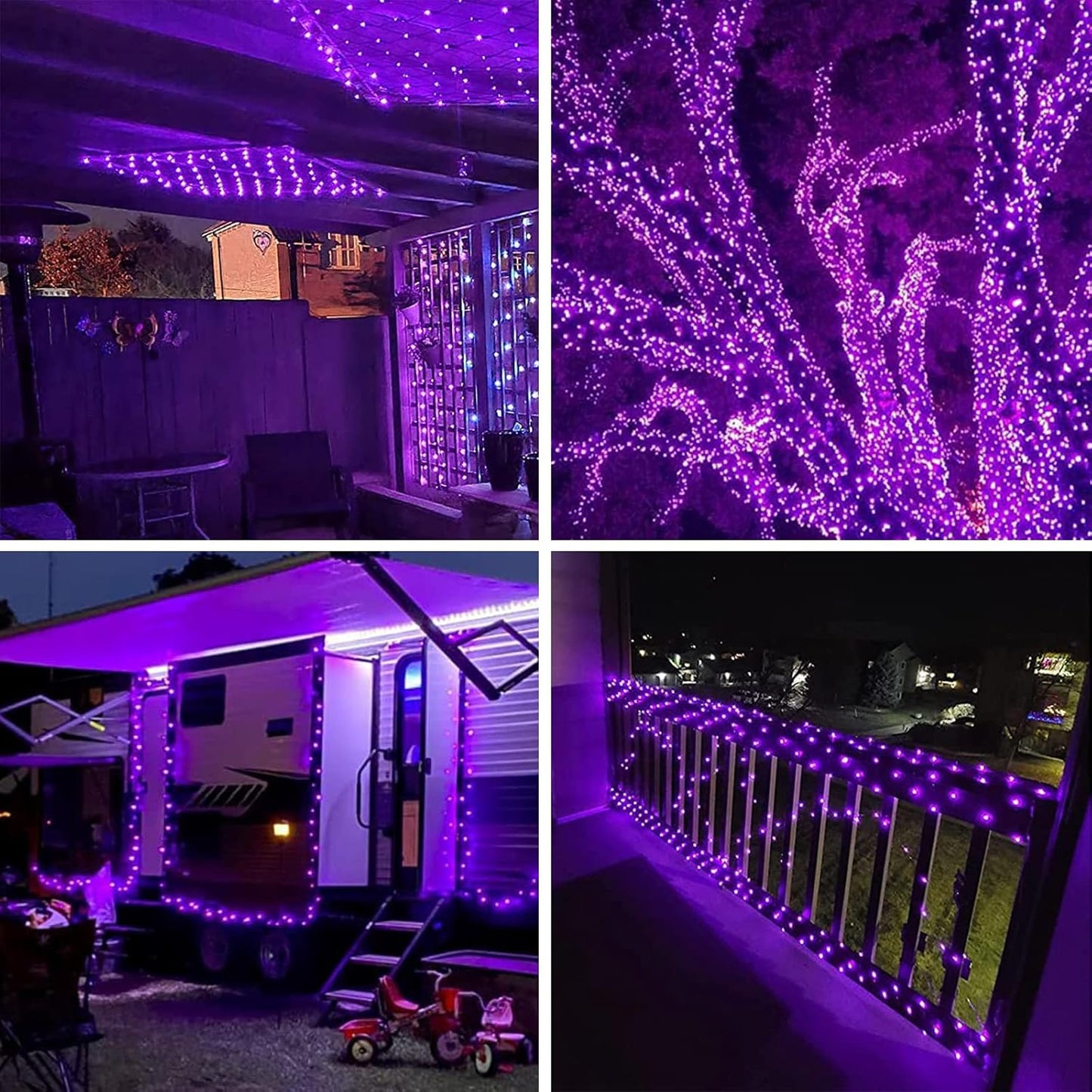Purple Halloween Solar String Lights Outdoor, 2-Pack 80FT 200LED Solar Twinkle Light Waterproof, Copper Wire 8 Modes Purple Fairy Lights for Garden, Fence, Tree Decor, Halloween Decoration Outdoor
