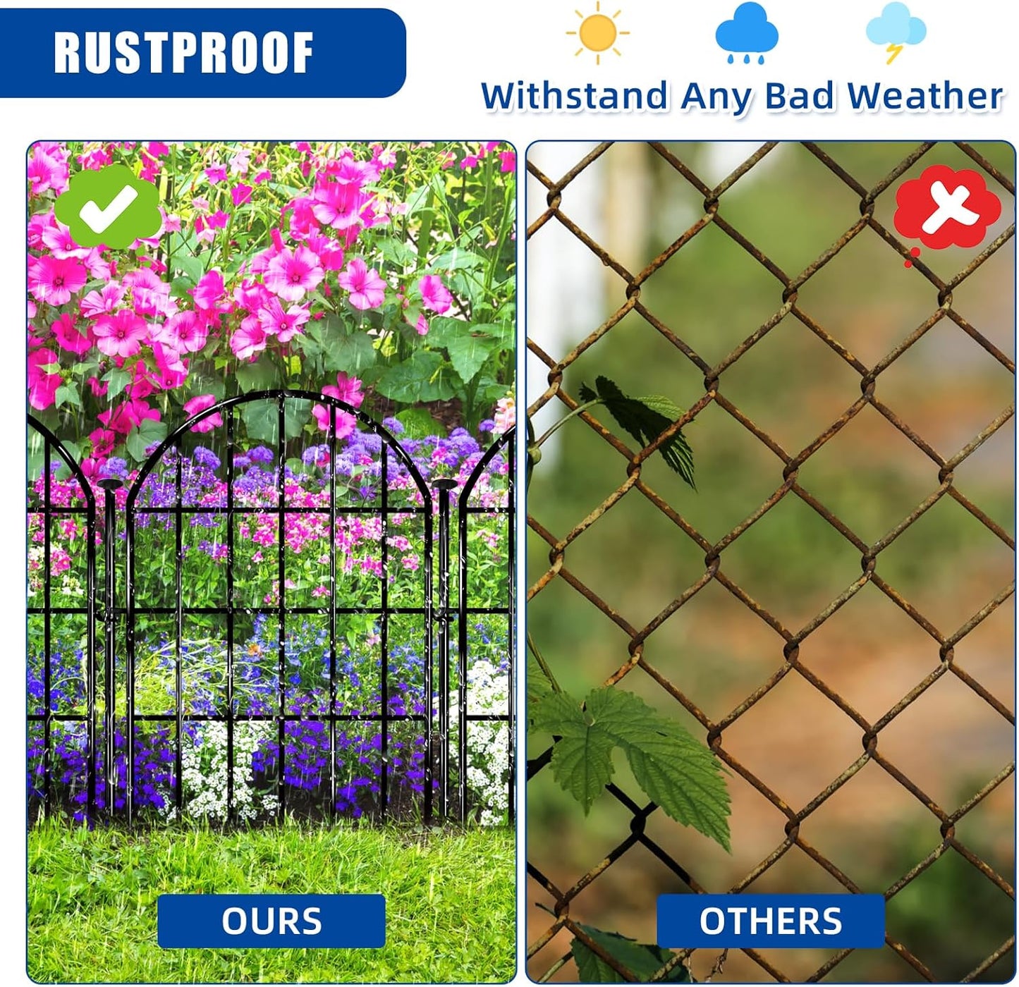 26 Pack Decorative Garden Fence, 22in X 28ft Arched No Dig Fence Border, Garden Edging Border, Rustproof Metal Animal Barrier with Ground Stake for Dog, Rabbit, Outdoor Yard Patio Decor