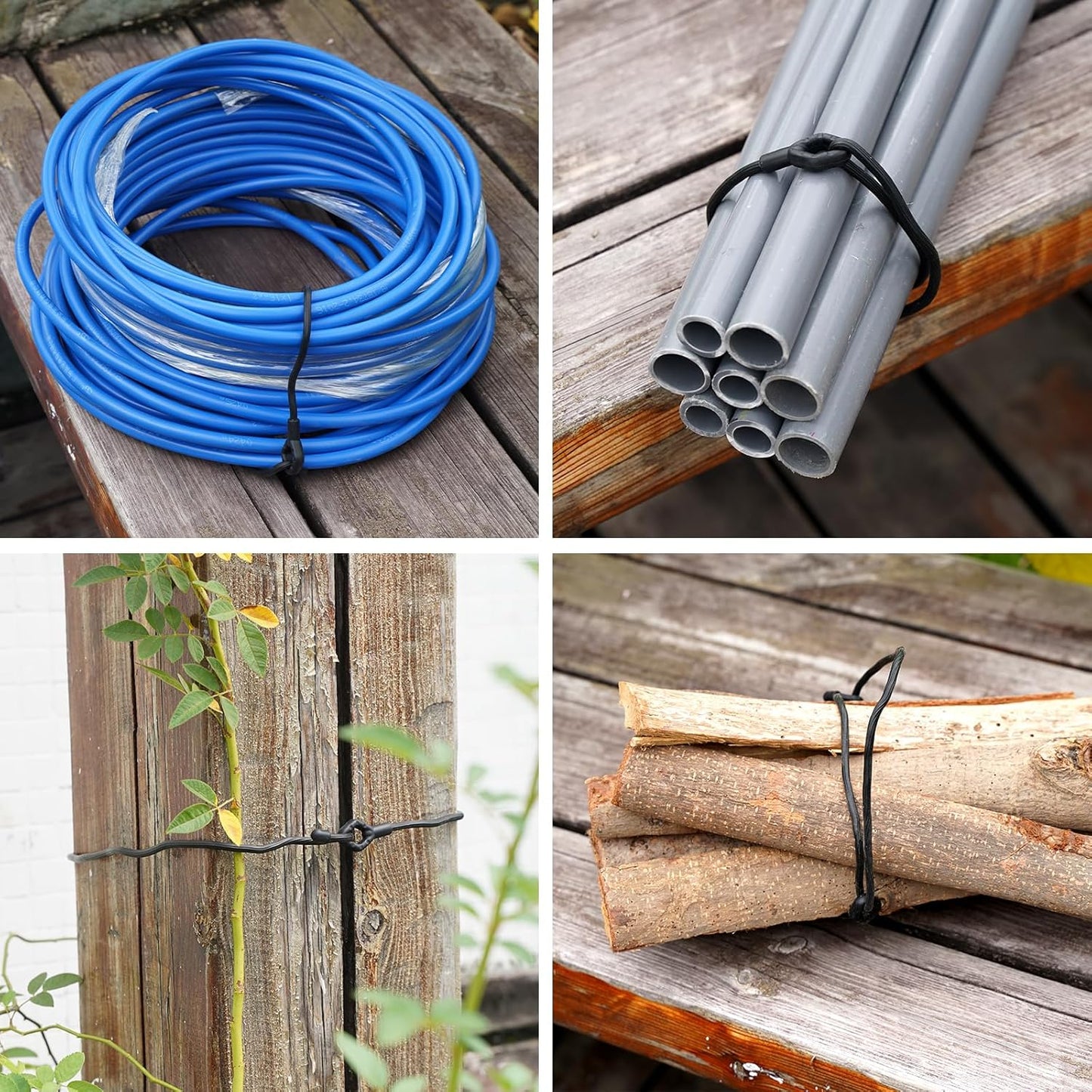 Reusable Rubber Twist Ties - 32-Inch Bendable Heavy Duty, Black Silicone Ties for Bundling and Holding, Indoor/Outdoor Use (8pcs)