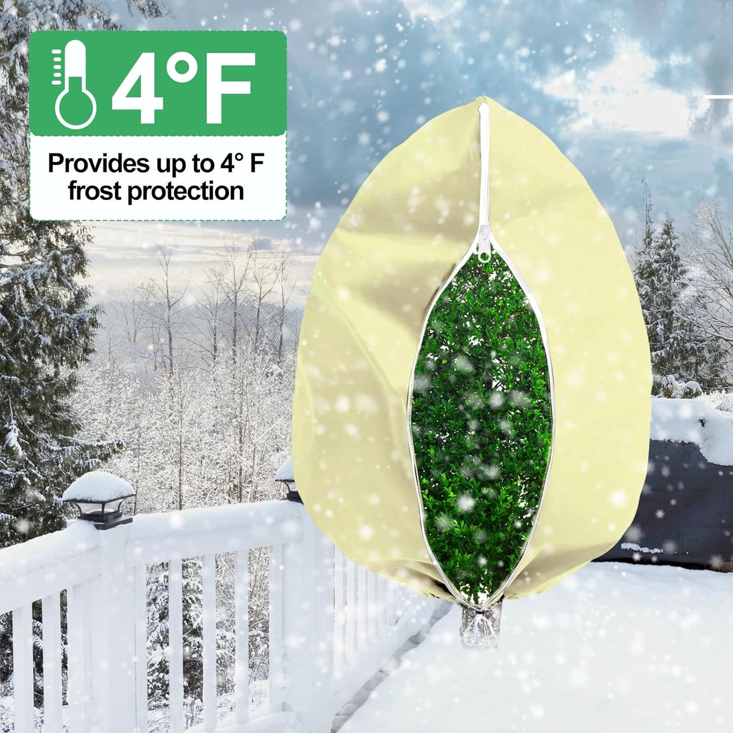 Winter Tree Covers Freeze Protection, 2 Pack 70.8" X 82.6" Plant Covers for Winter Cold Weather Frost Cloths for Outdoor Plants Fruit Tree with Zipper Drawstring, Shrubs Trees Jacket Covers
