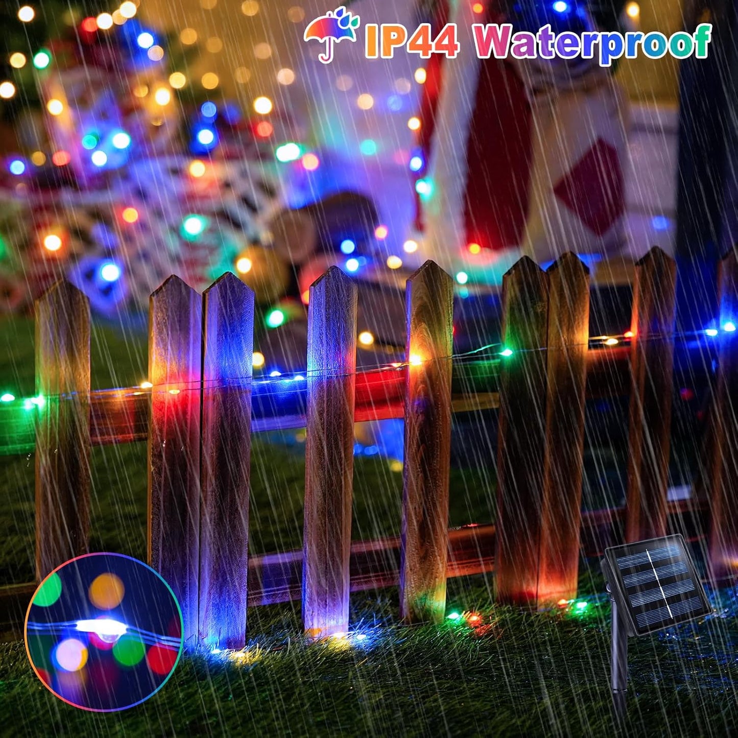 JMEXSUSS 2 Pack Solar String Lights Outdoor Waterproof, Each 33FT 100 LED Multi Colored Solar Fairy Lights, 8 Modes Easter String Light for Yard Patio Tree Garden Christmas Easter Decorations