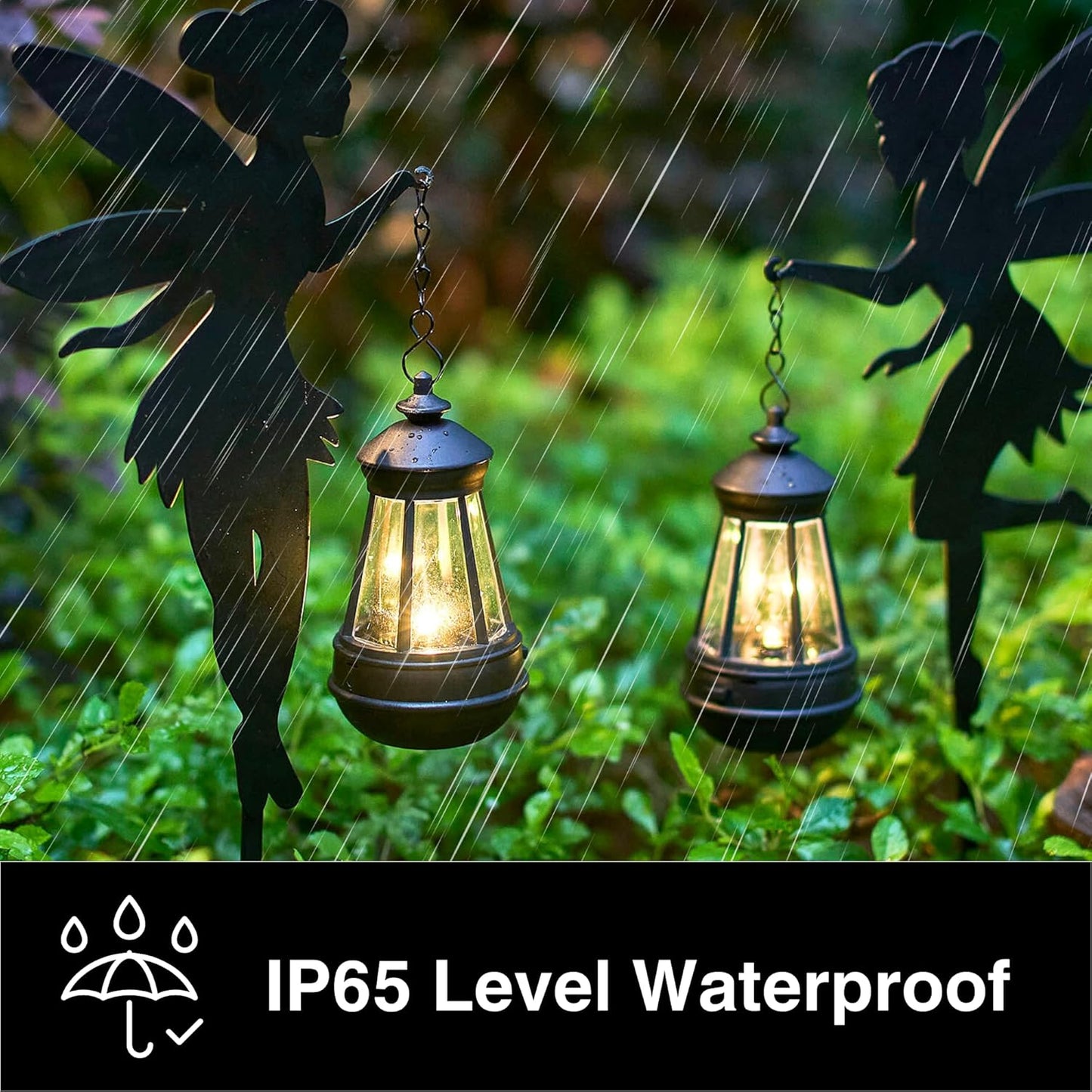 XYRIS Fairy Garden Accessories Lawn Ornaments 1 Pair - Solar Fairy Lights Outdoor Decorations, Metal Garden Stakes Decorative Figurines for Yard Decor, Patio (Type B Warm Lighting)